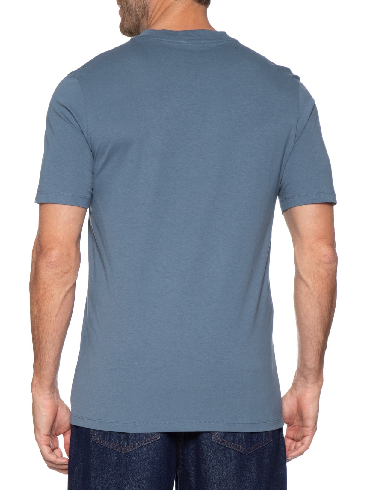 Camiseta Masculina Rubber Logo Crew Neck Azul Hugo