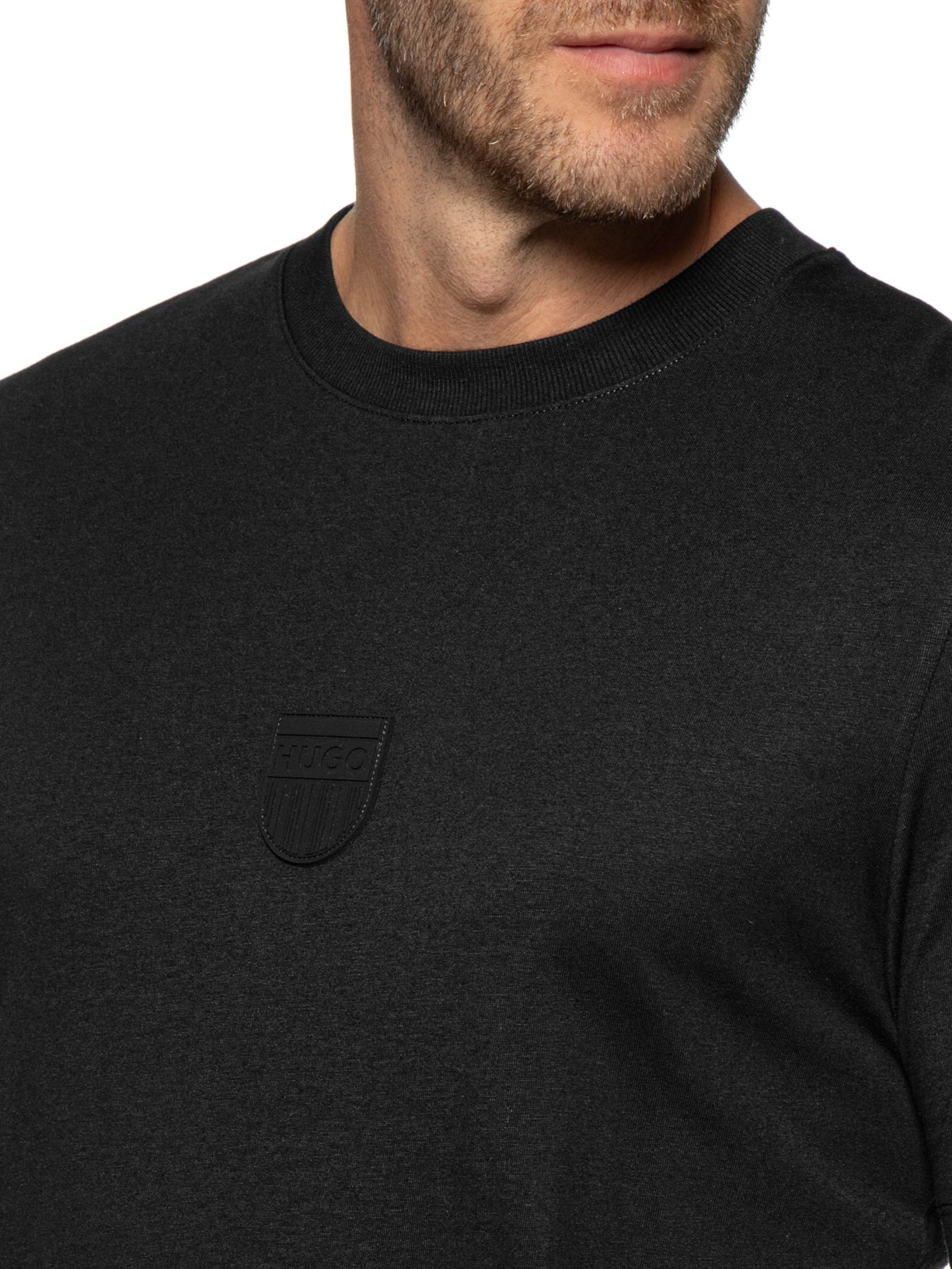 Camiseta Masculina Rubber Logo Crew Neck Preto Hugo