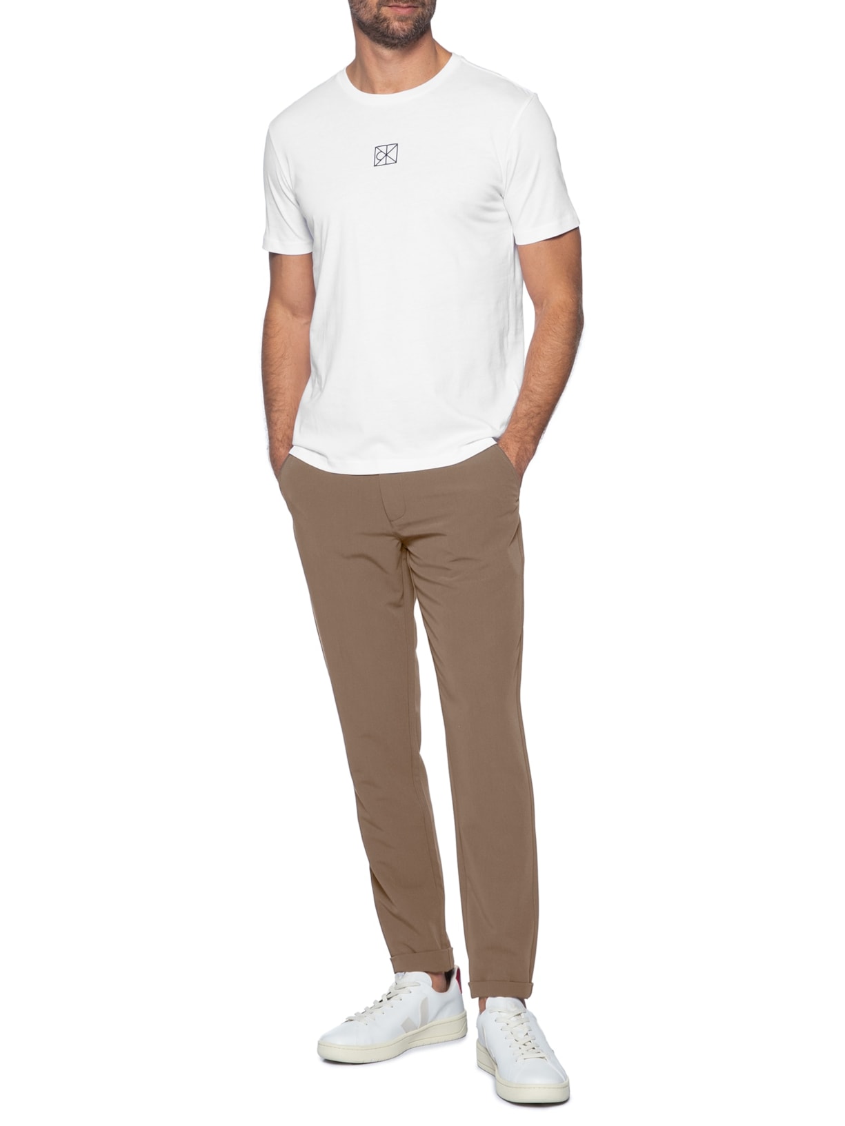 Camiseta Masculina Rubber Patch AOP Branco Calvin Klein - White Label