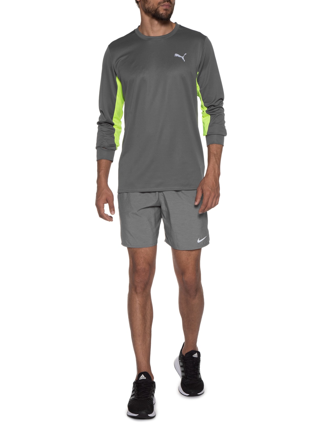 Camiseta Masculina Run Favorite Ls Tee Cinza Puma