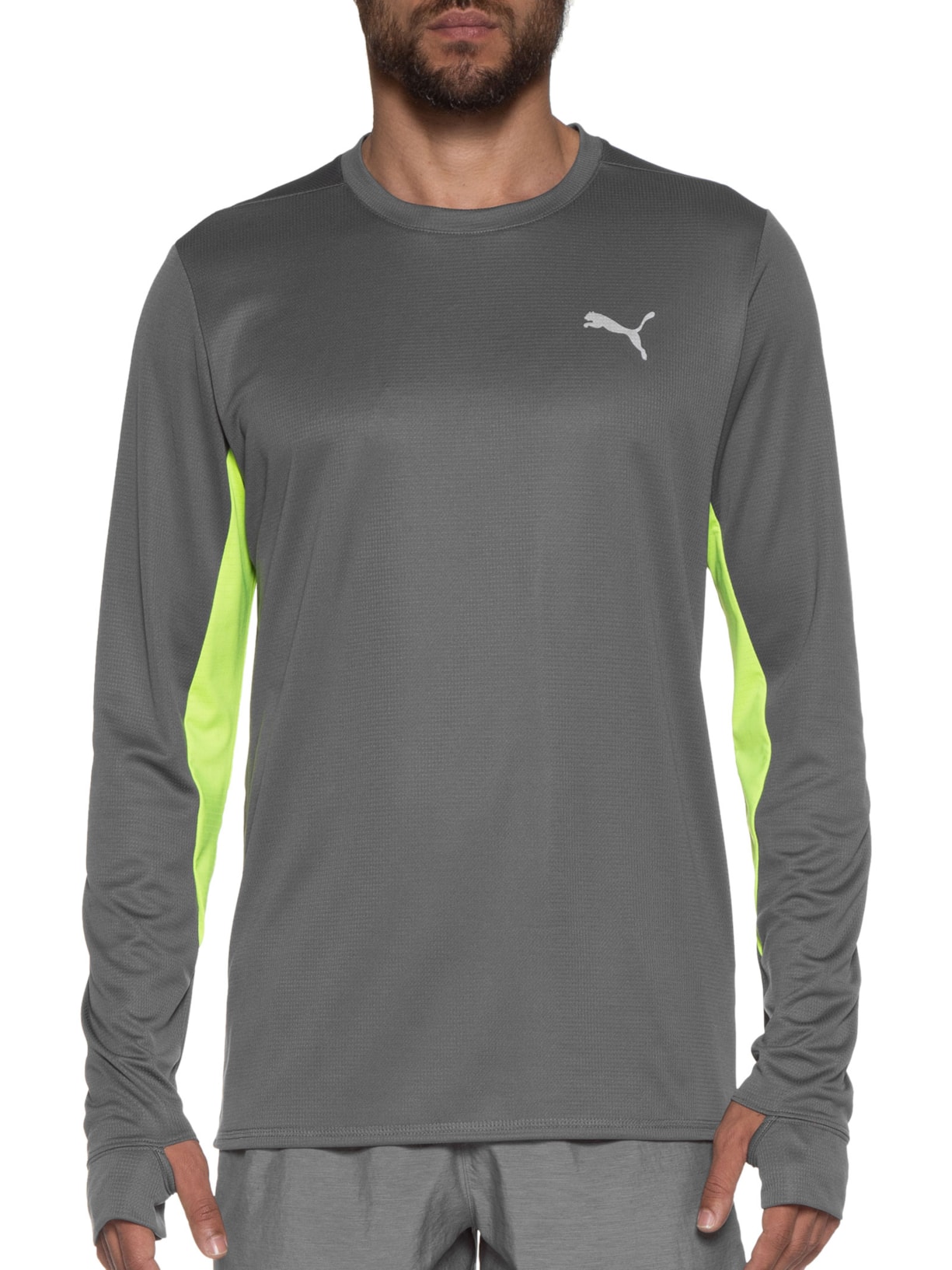 Camiseta Masculina Run Favorite Ls Tee Cinza Puma