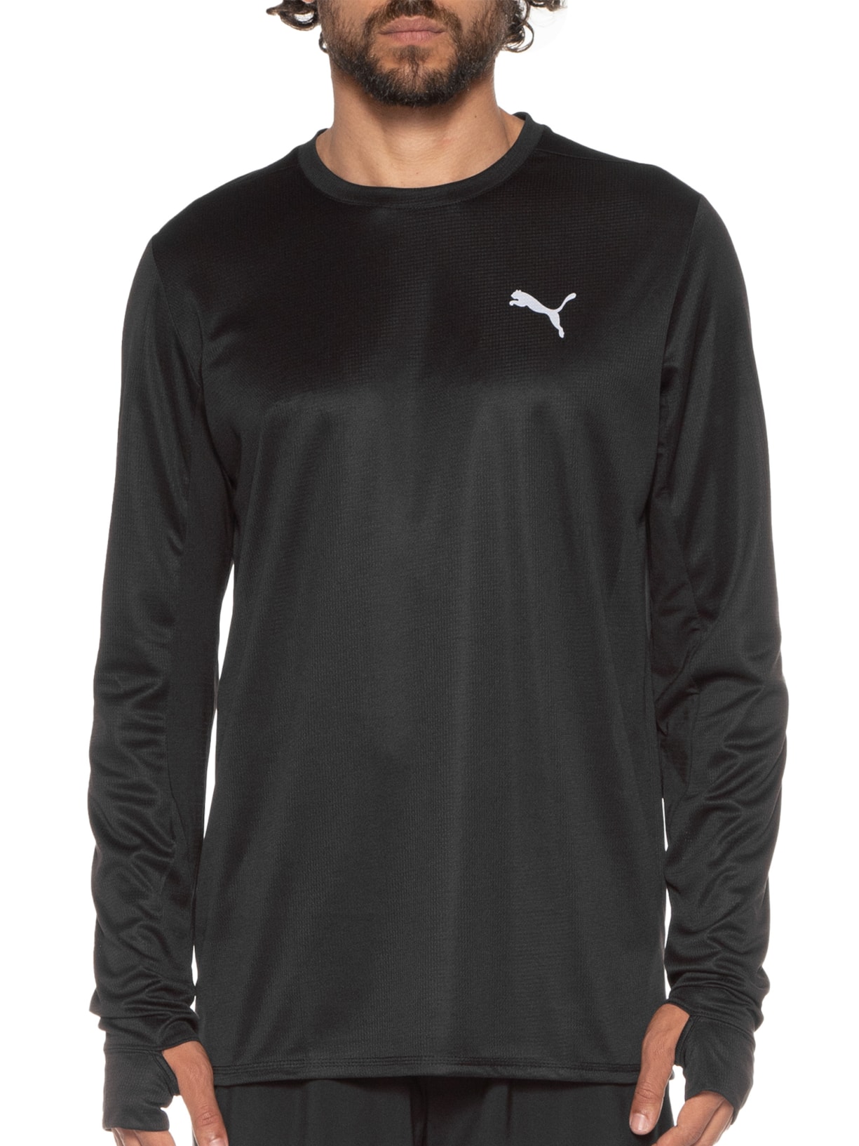 Camiseta Masculina Run Favorite Ls Tee Preto Puma