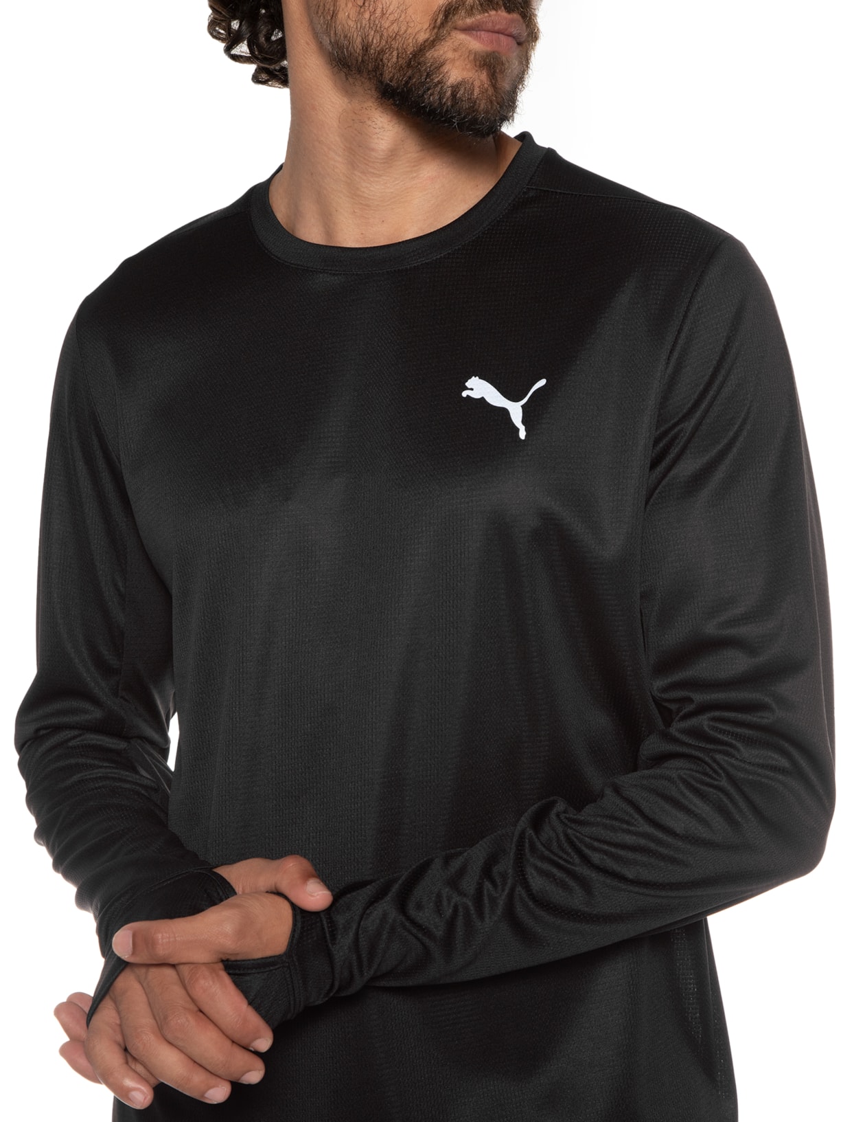 Camiseta Masculina Run Favorite Ls Tee Preto Puma