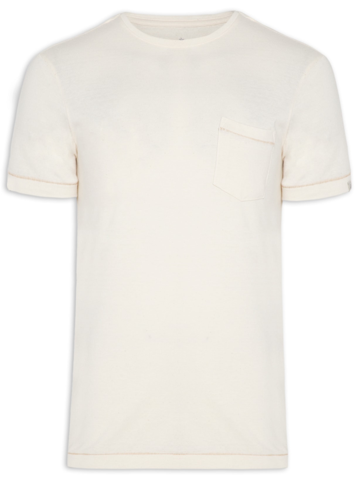 Camiseta Masculina Rustic Lisa Com Bolso - Off White