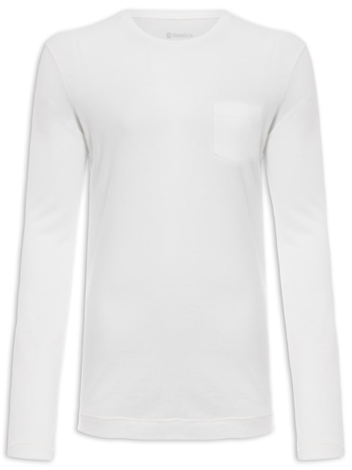 Camiseta Masculina Rustic Pocket E-Basics ML II- Off White
