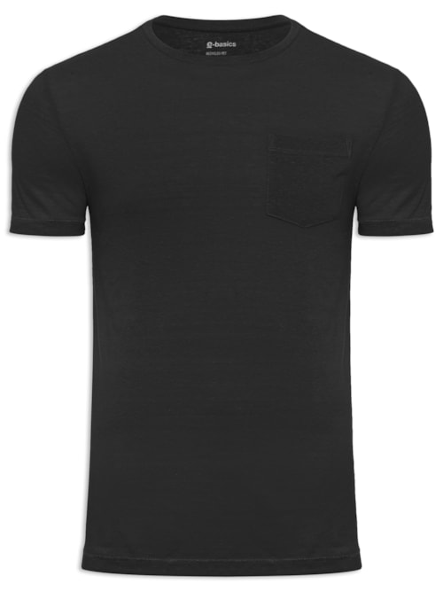 Camiseta Masculina Rustic Pocket E-Basics - Preto