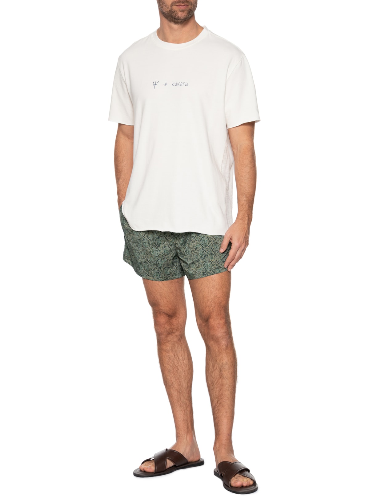 Camiseta Masculina Rustic Tridente Caiçara Manga Curta Branco Osklen