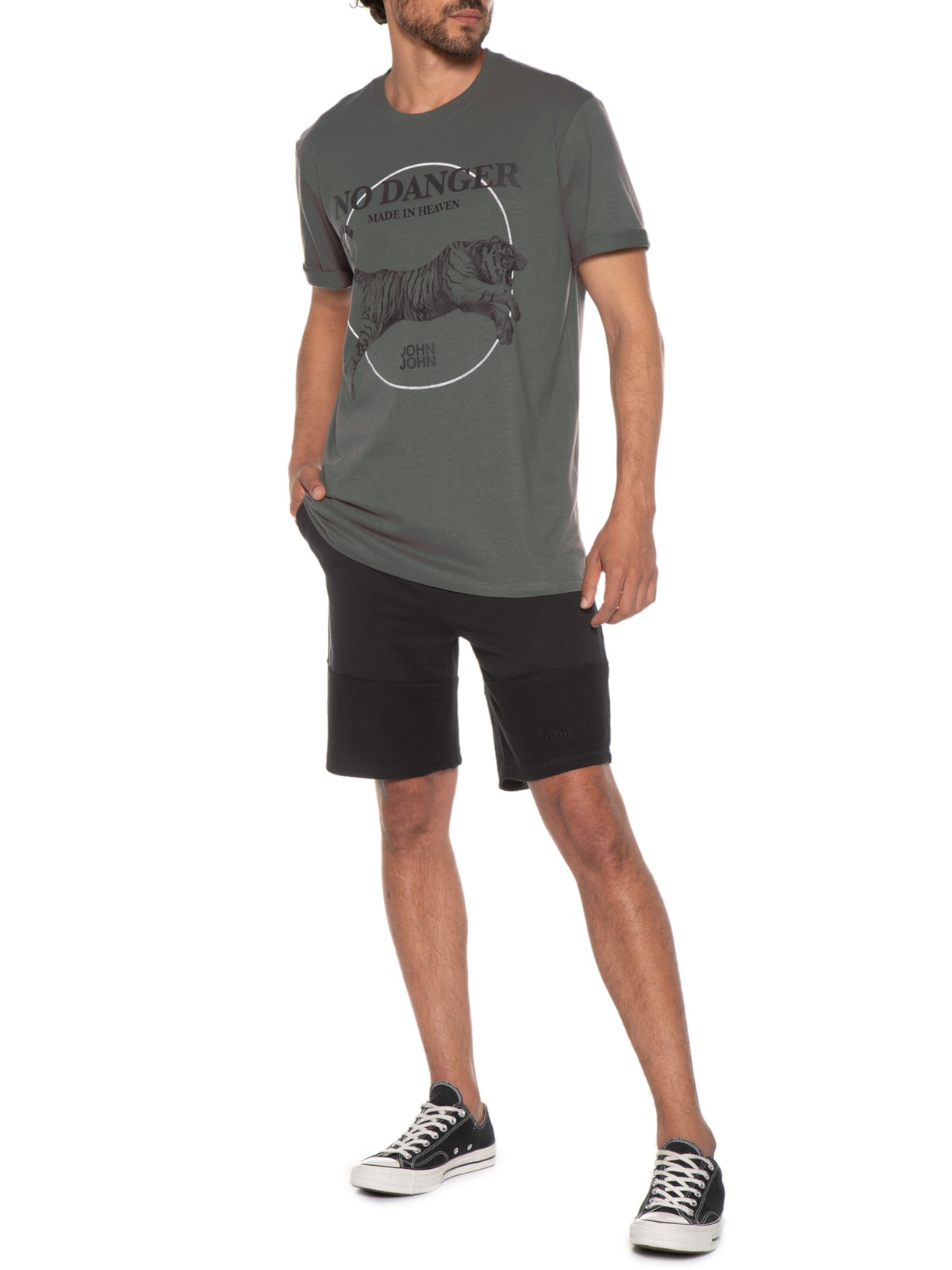 Camiseta Masculina Rx Tiger Circle Cinza John John