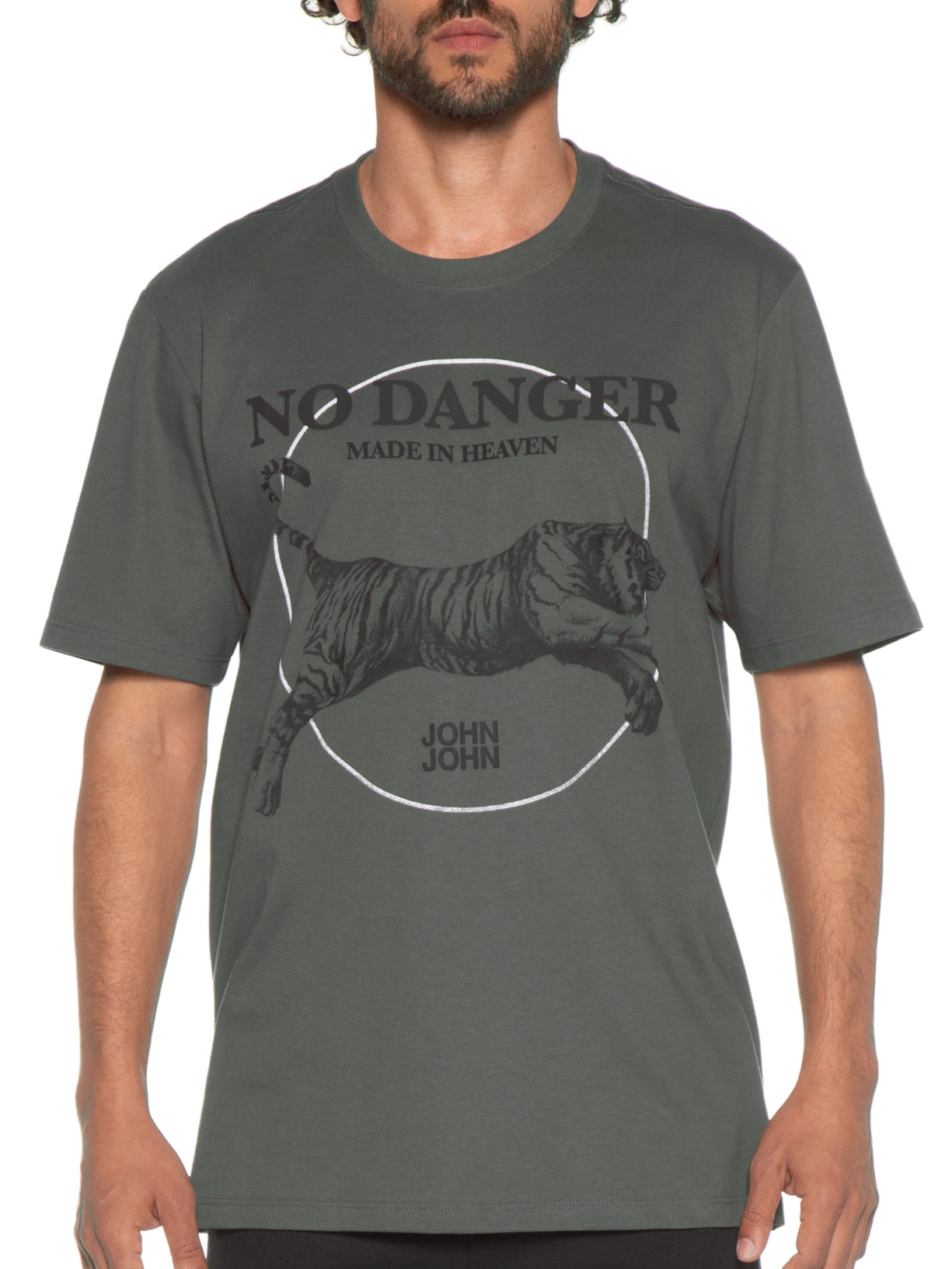 Camiseta Masculina Rx Tiger Circle Cinza John John