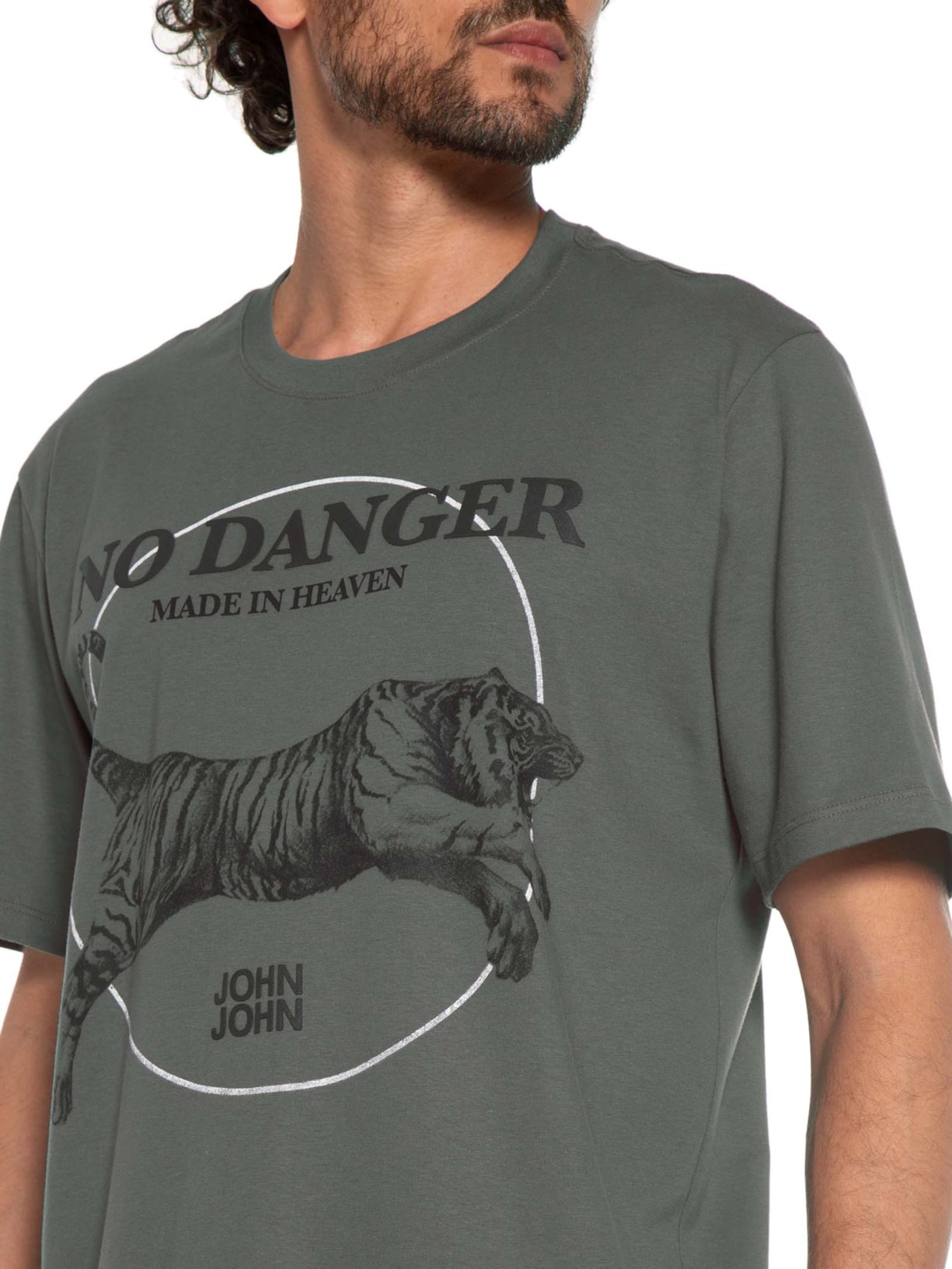 Camiseta Masculina Rx Tiger Circle Cinza John John