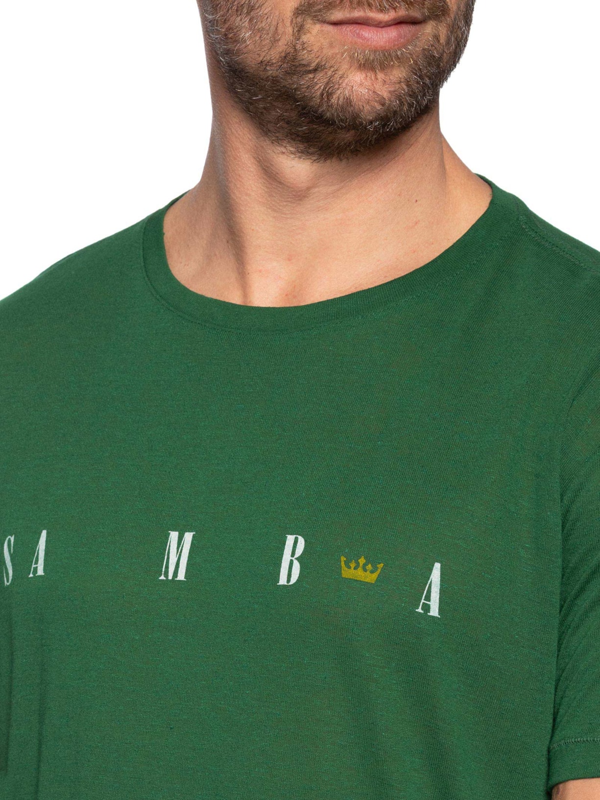 Camiseta Masculina Samba Coroa Light Linen Verde Osklen