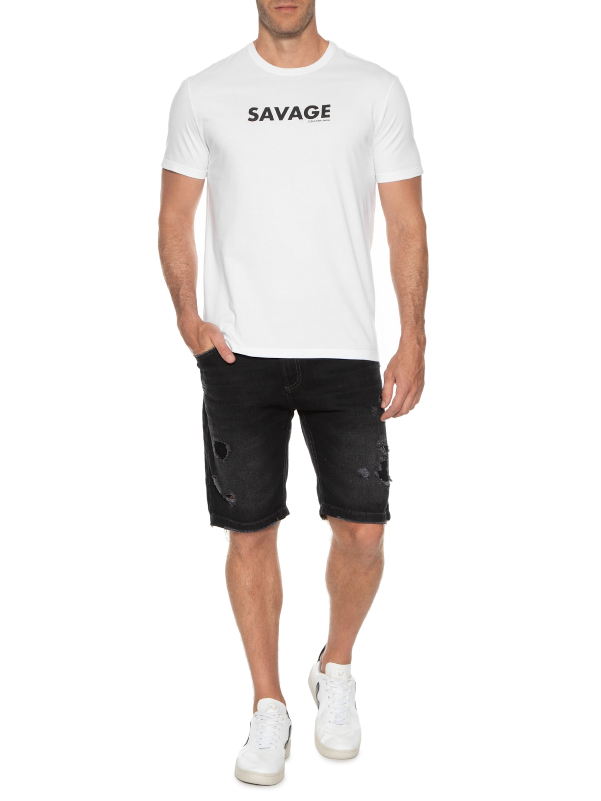 Camiseta Masculina Savage Branco Calvin Klein Jeans