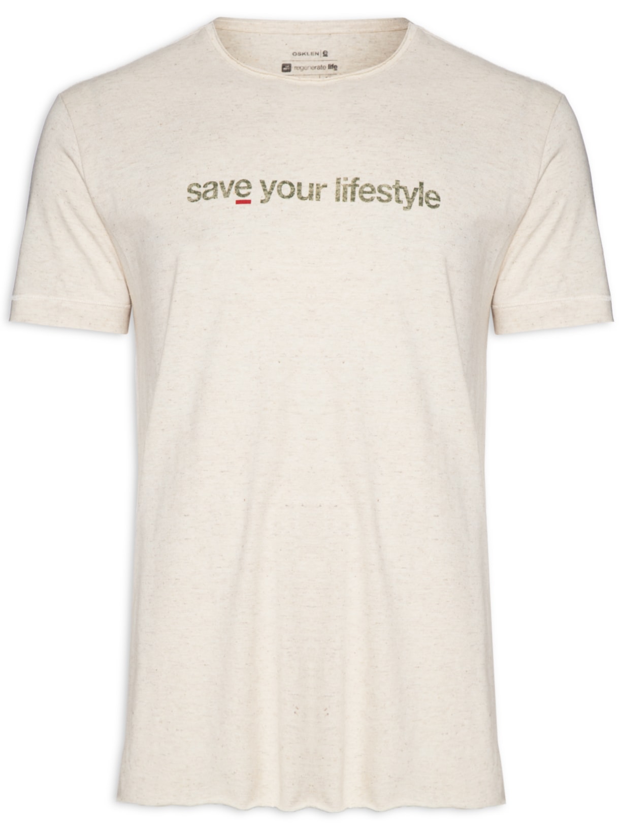 Camiseta Masculina Save Your Lisfestyle Bege Osklen