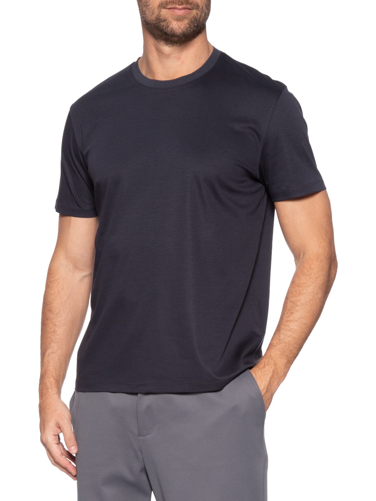 Camiseta Masculina Seda Com Modal Azul Aramis