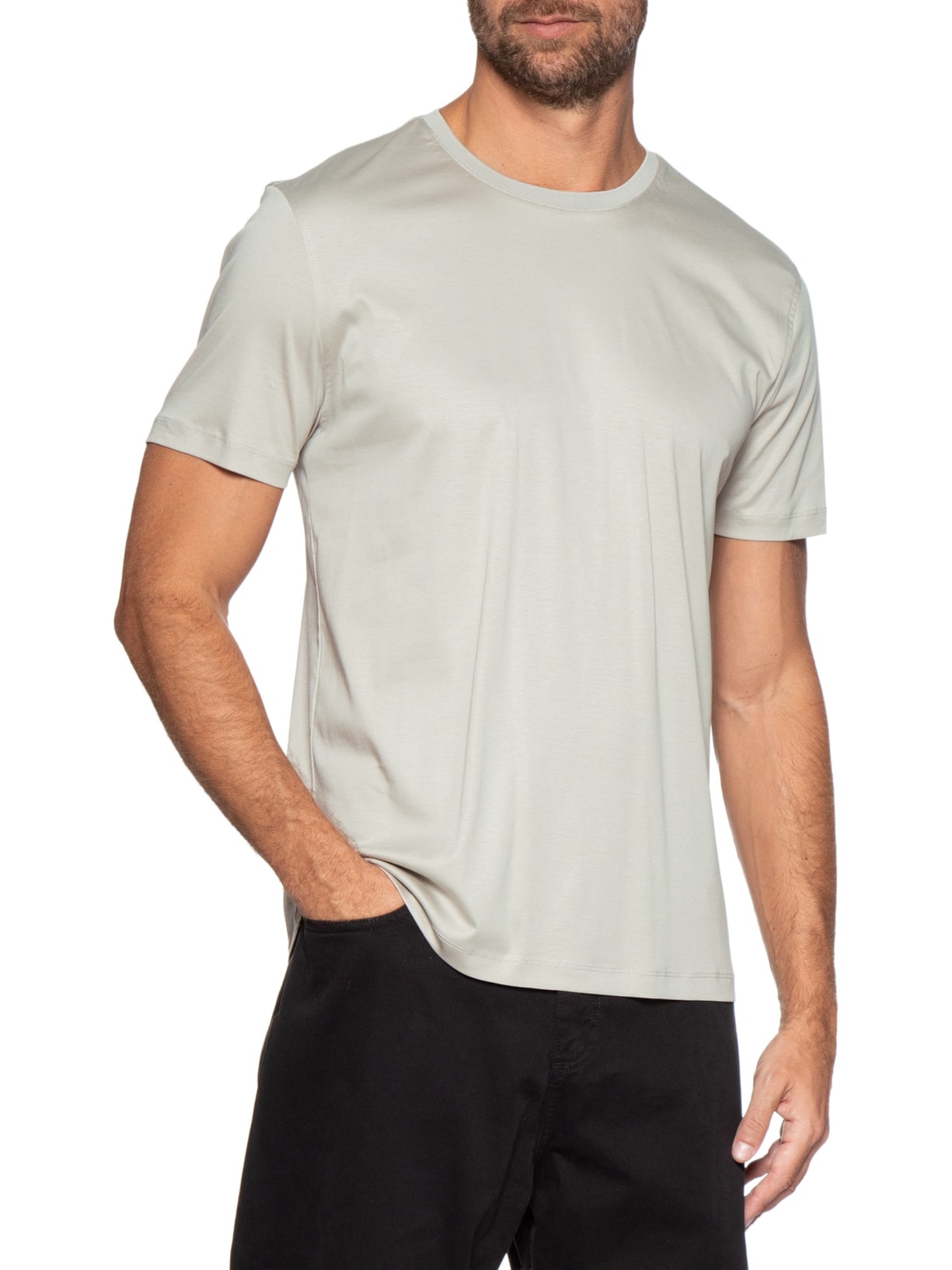 Camiseta Masculina Seda Com Modal Cinza Aramis