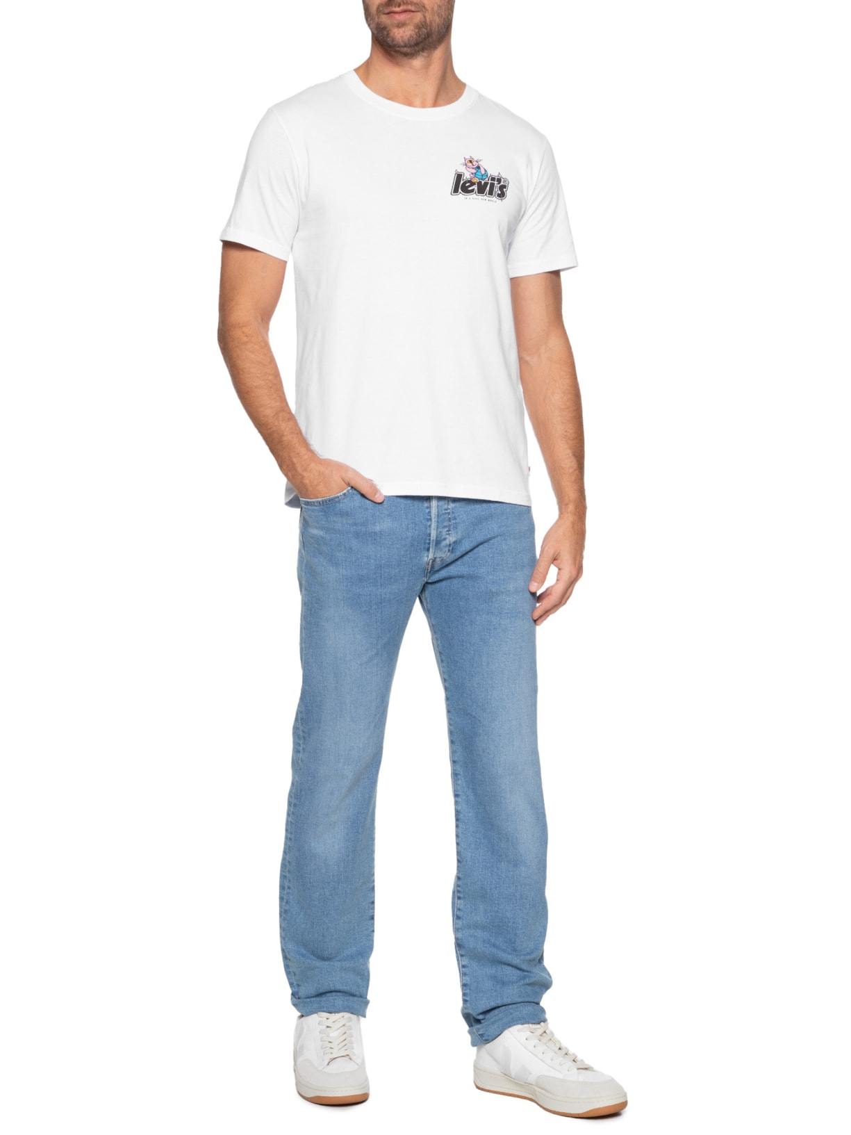 Camiseta Masculina Set-In Neck Branco Levi's