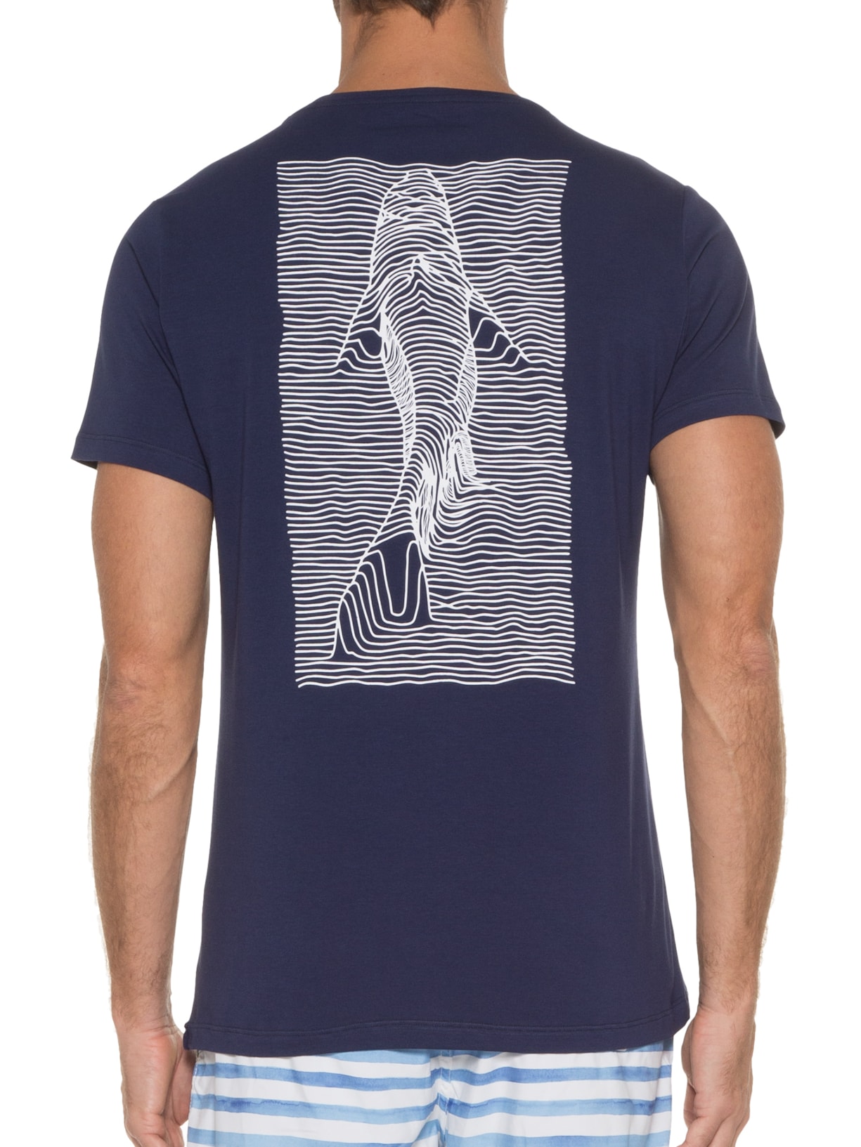 Camiseta Masculina Shark Lines Azul Kour