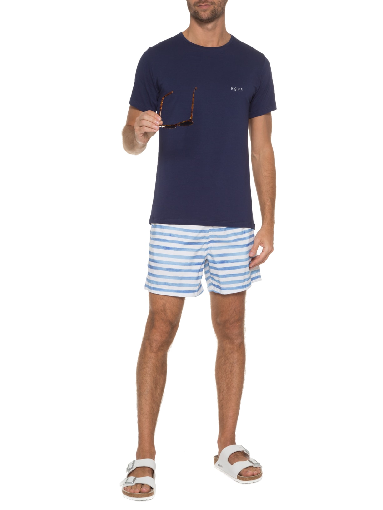 Camiseta Masculina Shark Lines Azul Kour