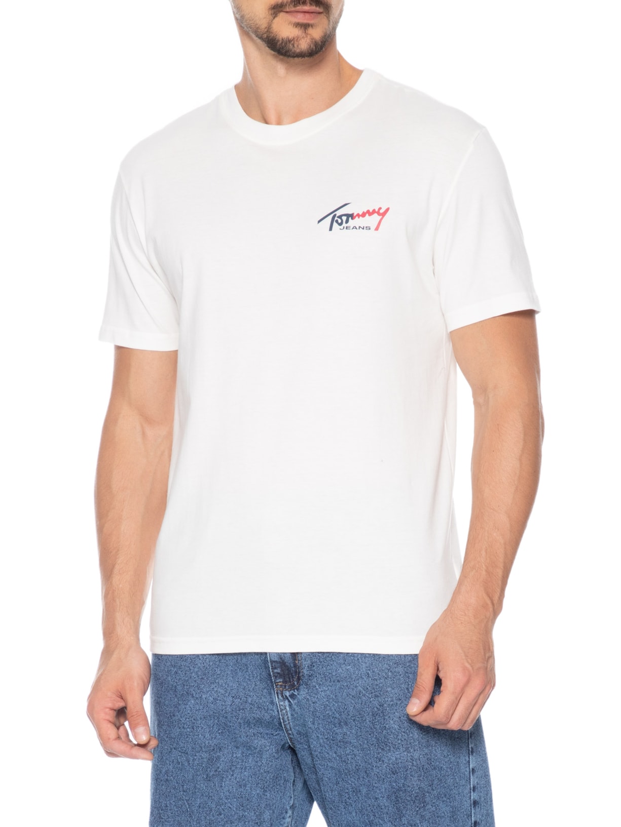 Camiseta Masculina Sign Chest – Branco Tommy Jeans