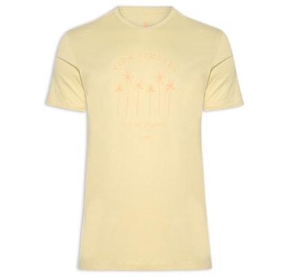 Camiseta Masculina Silk Vida Simples - Amarelo