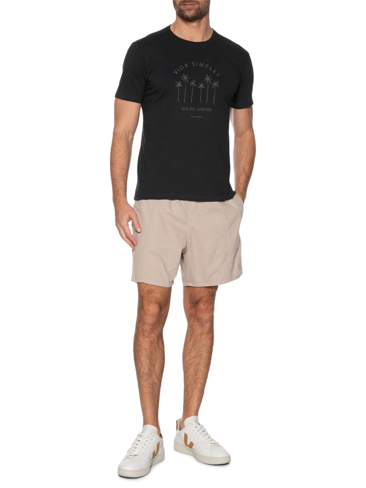  Camiseta Masculina Silk Vida Simples Preto Pineapple