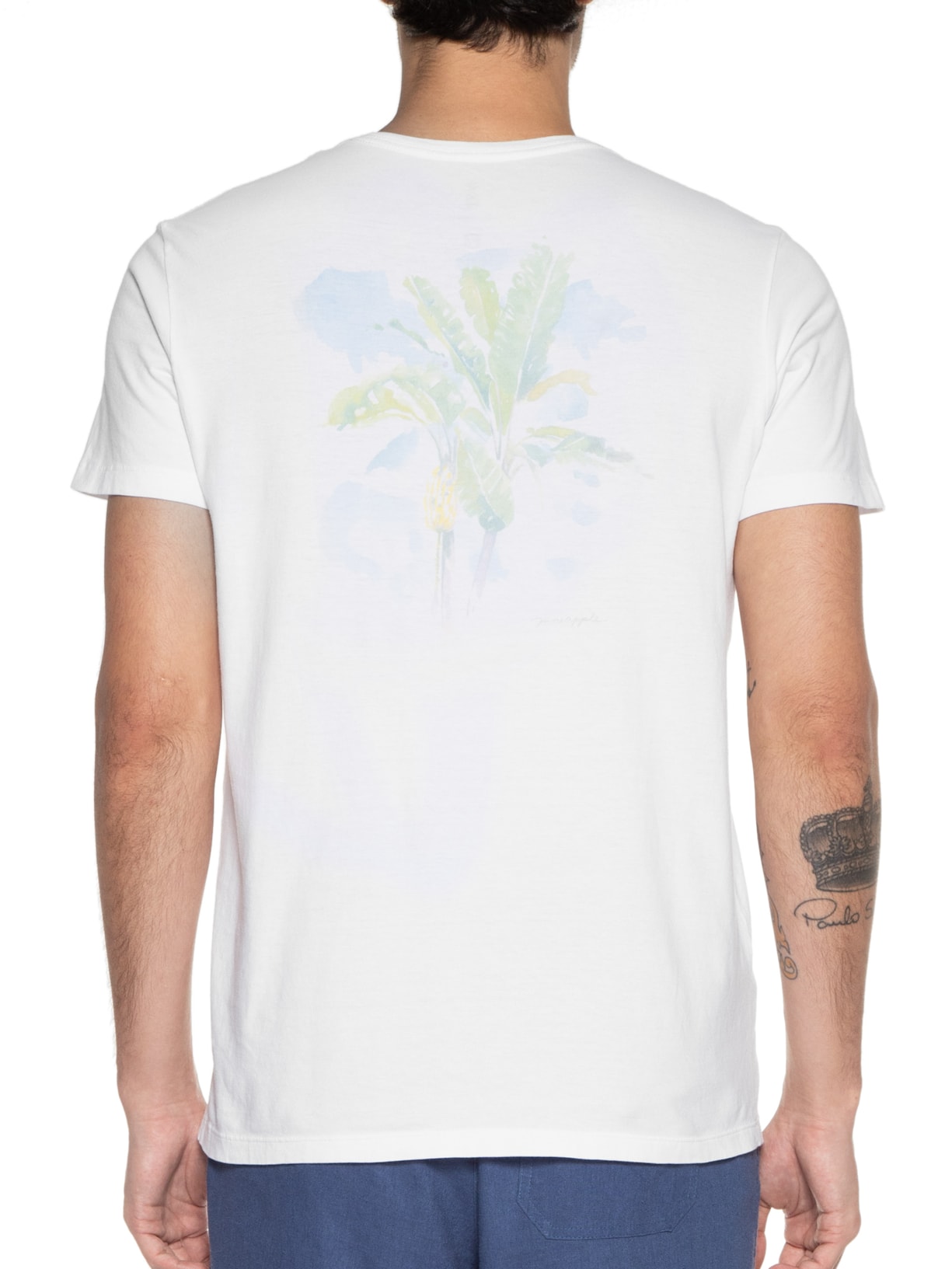 Camiseta Masculina Silkada Bananeiras Branco Pineapple