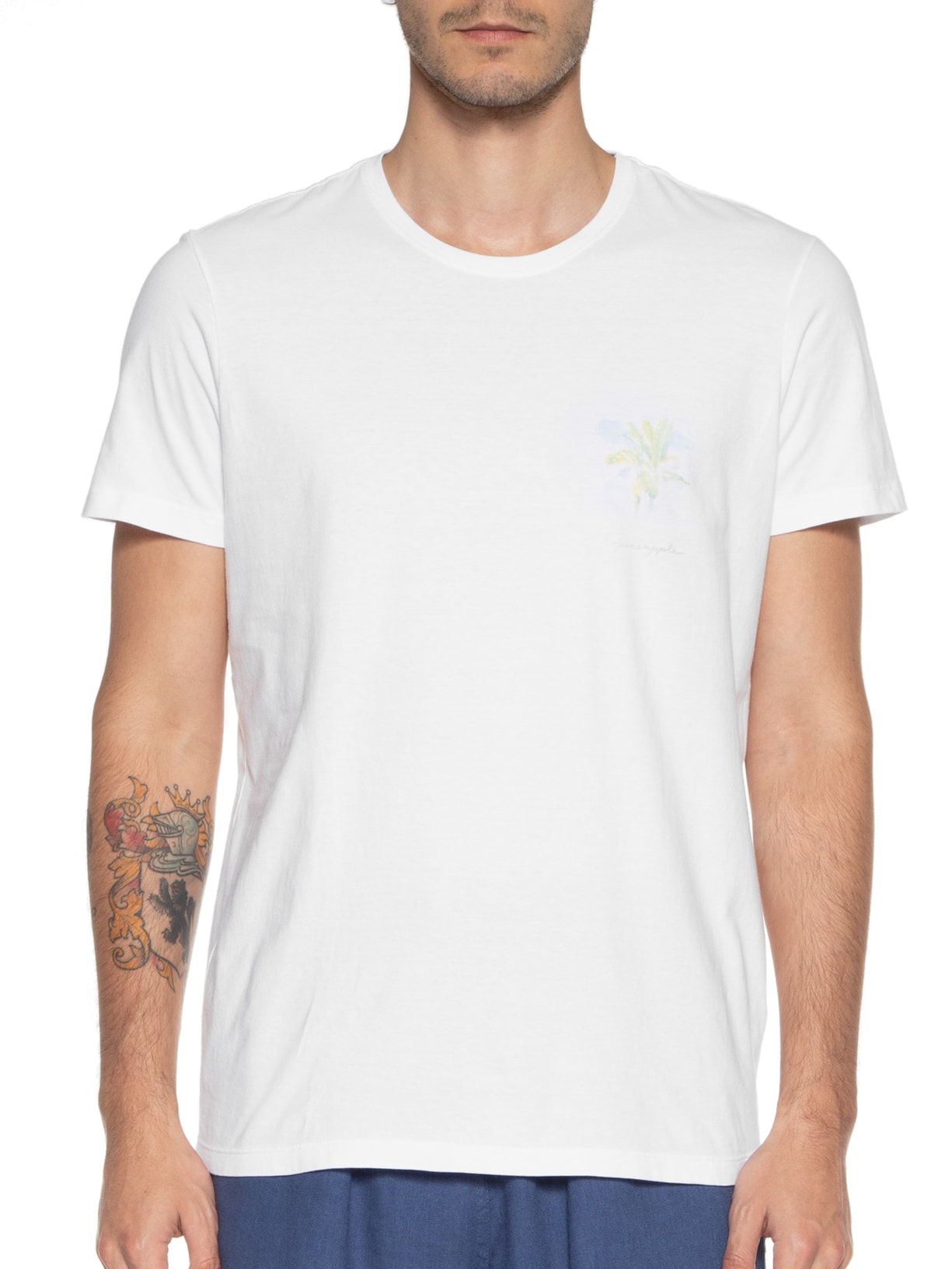 Camiseta Masculina Silkada Bananeiras Branco Pineapple