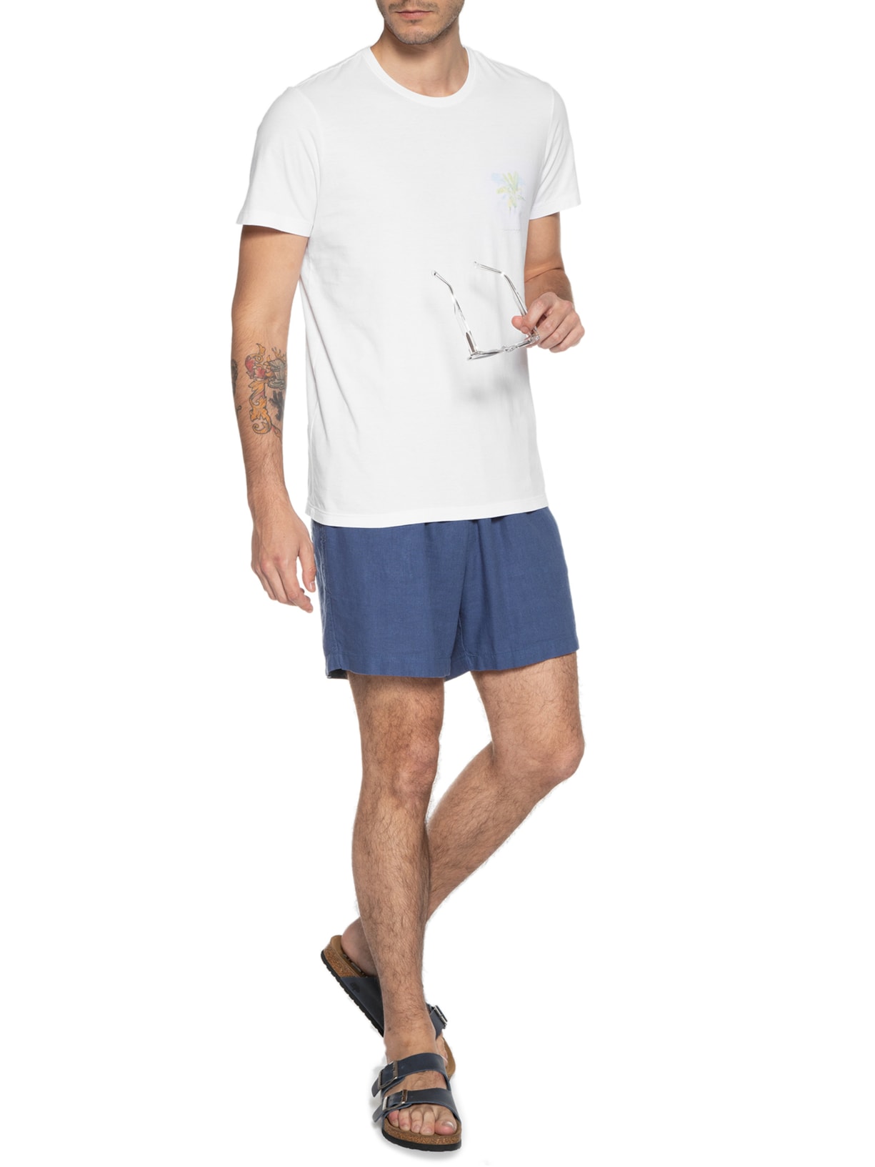 Camiseta Masculina Silkada Bananeiras Branco Pineapple