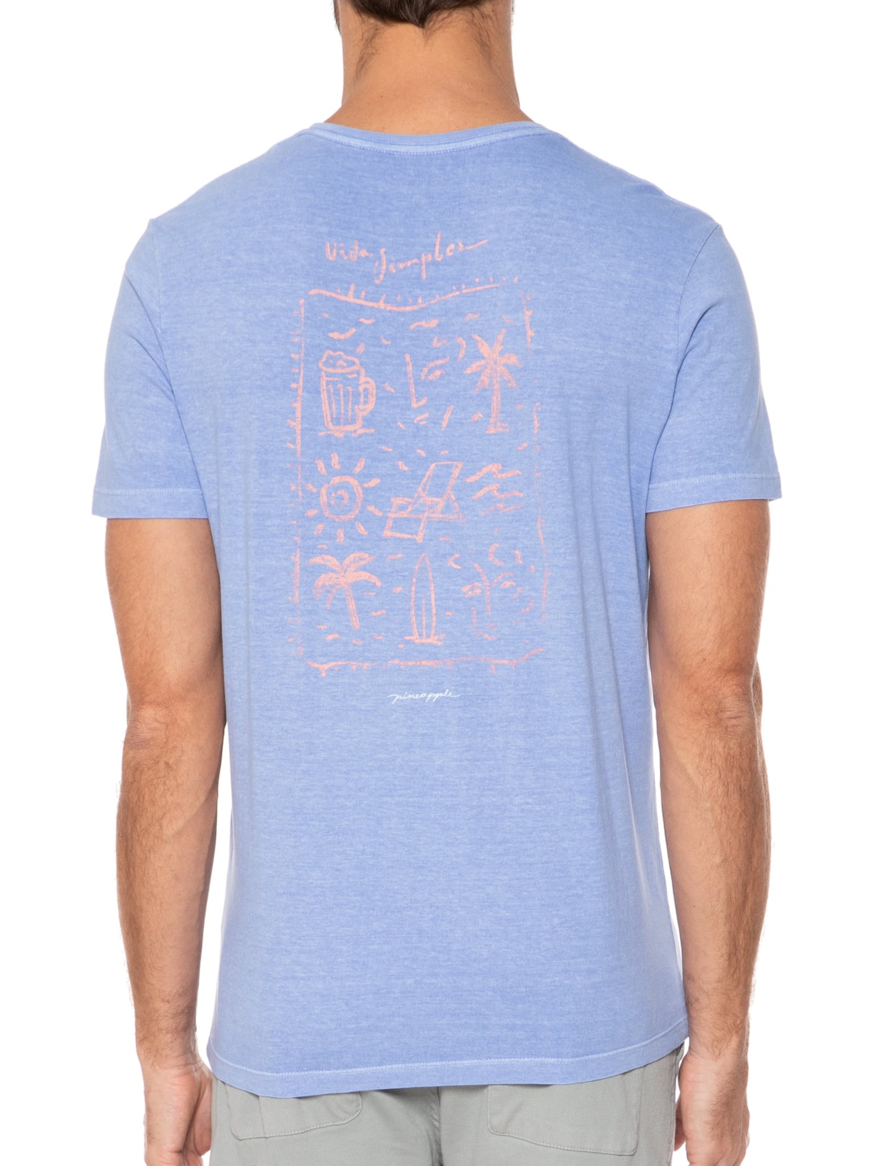 Camiseta Masculina Silkada Bandana Azul Pineapple