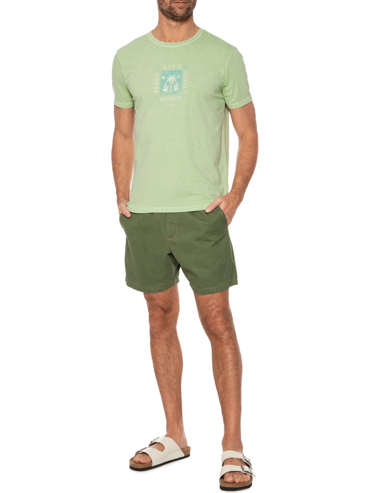 Camiseta Masculina Silkada Beach Life Verde Pineapple