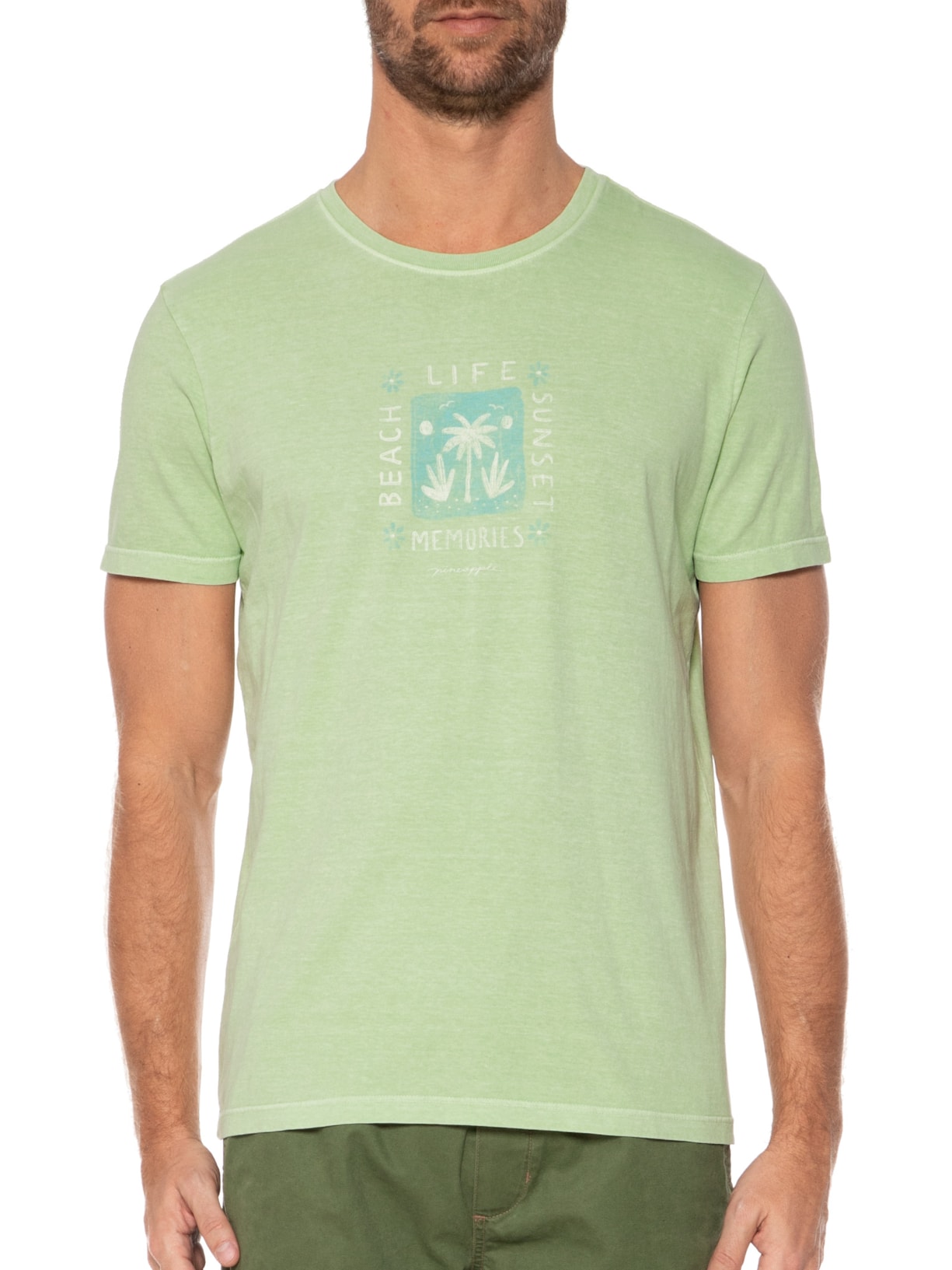 Camiseta Masculina Silkada Beach Life Verde Pineapple