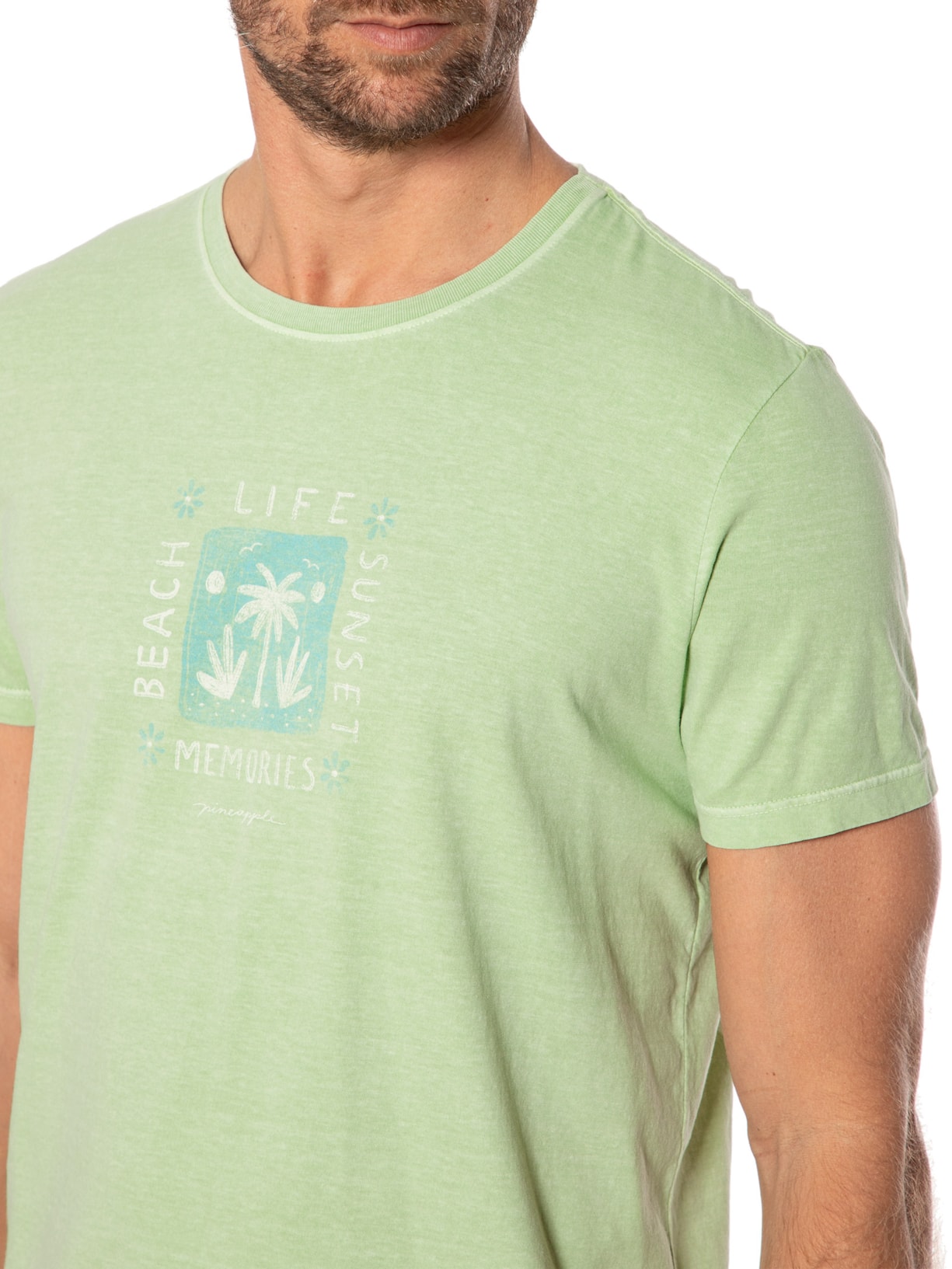 Camiseta Masculina Silkada Beach Life Verde Pineapple