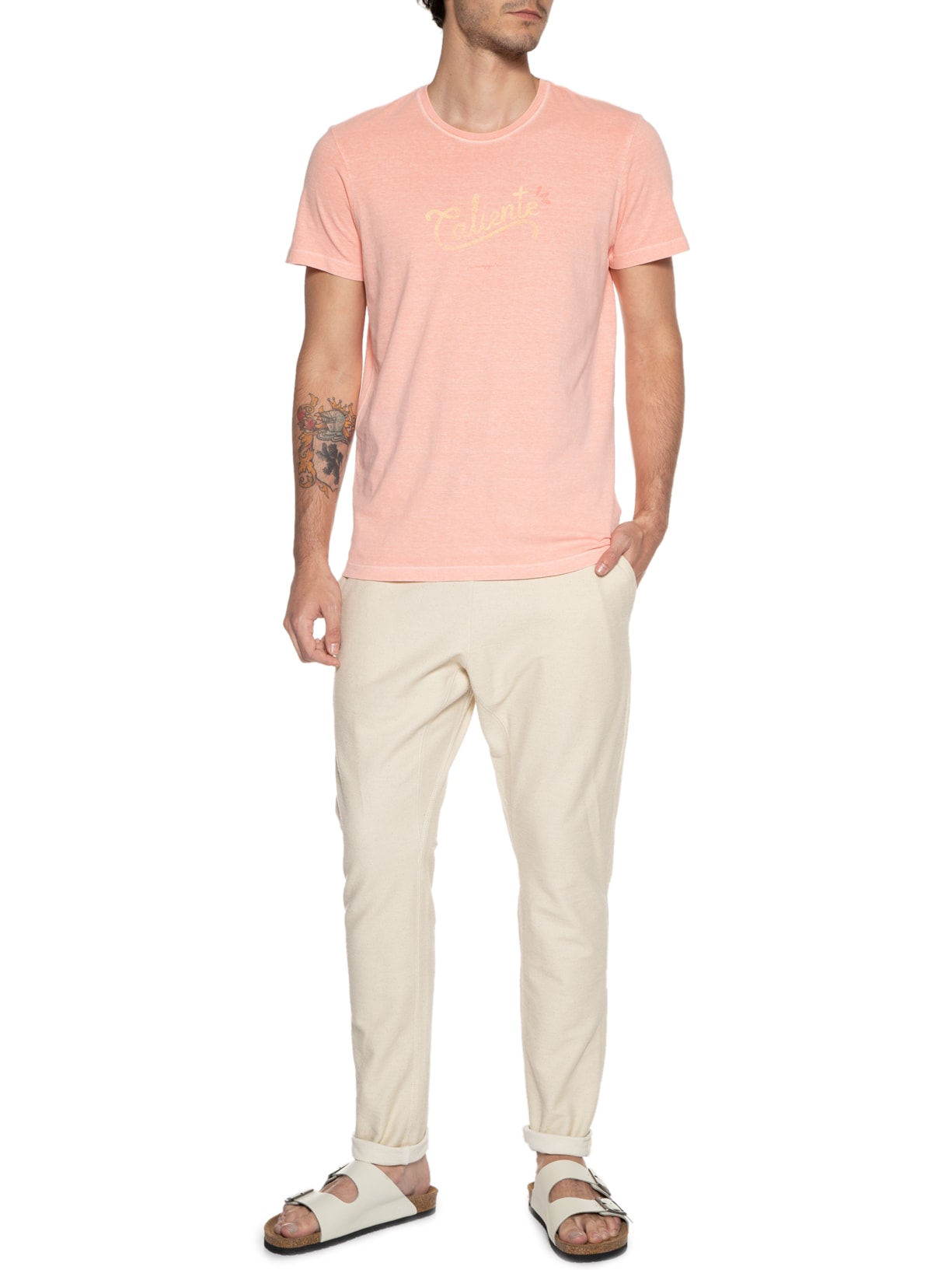 Camiseta Masculina Silkada Caliente Laranja Pineapple