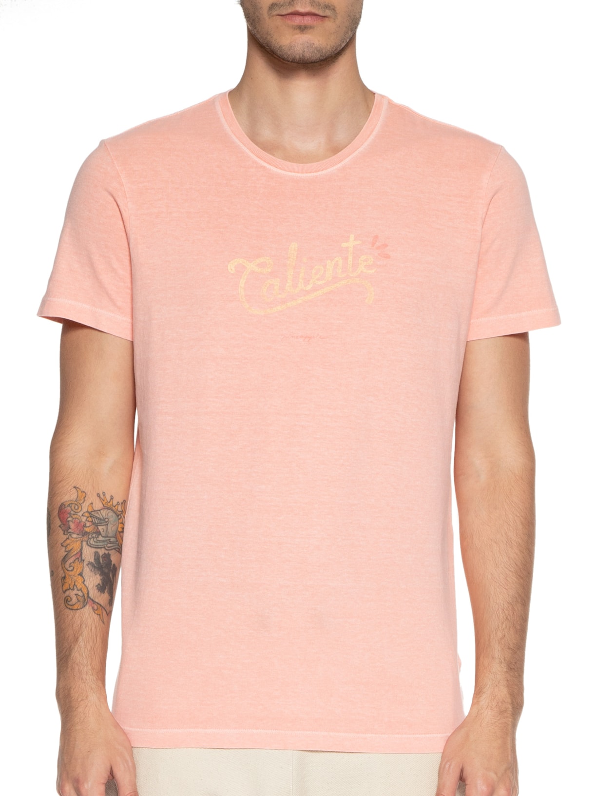 Camiseta Masculina Silkada Caliente Laranja Pineapple