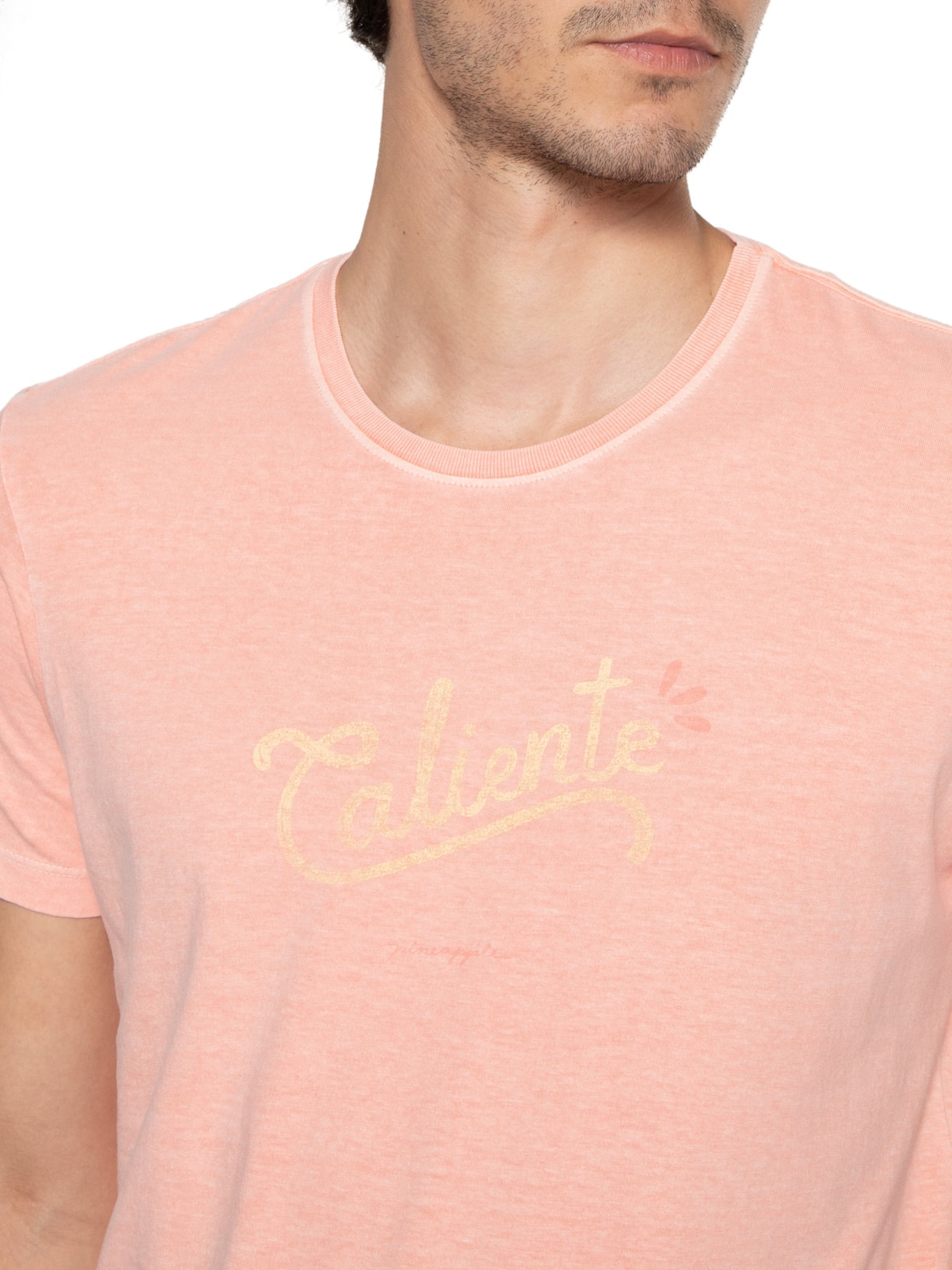 Camiseta Masculina Silkada Caliente Laranja Pineapple