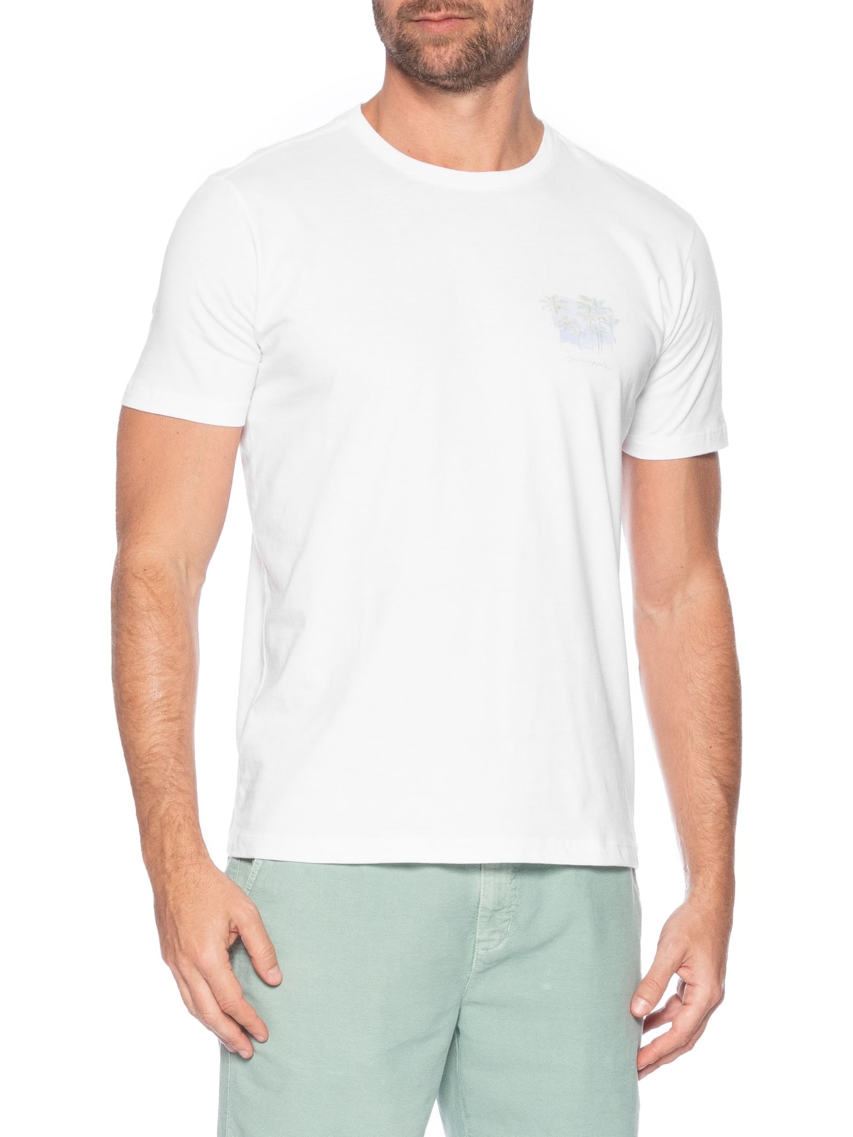 Camiseta Masculina Silkada Coqueiral Branco Pineapple