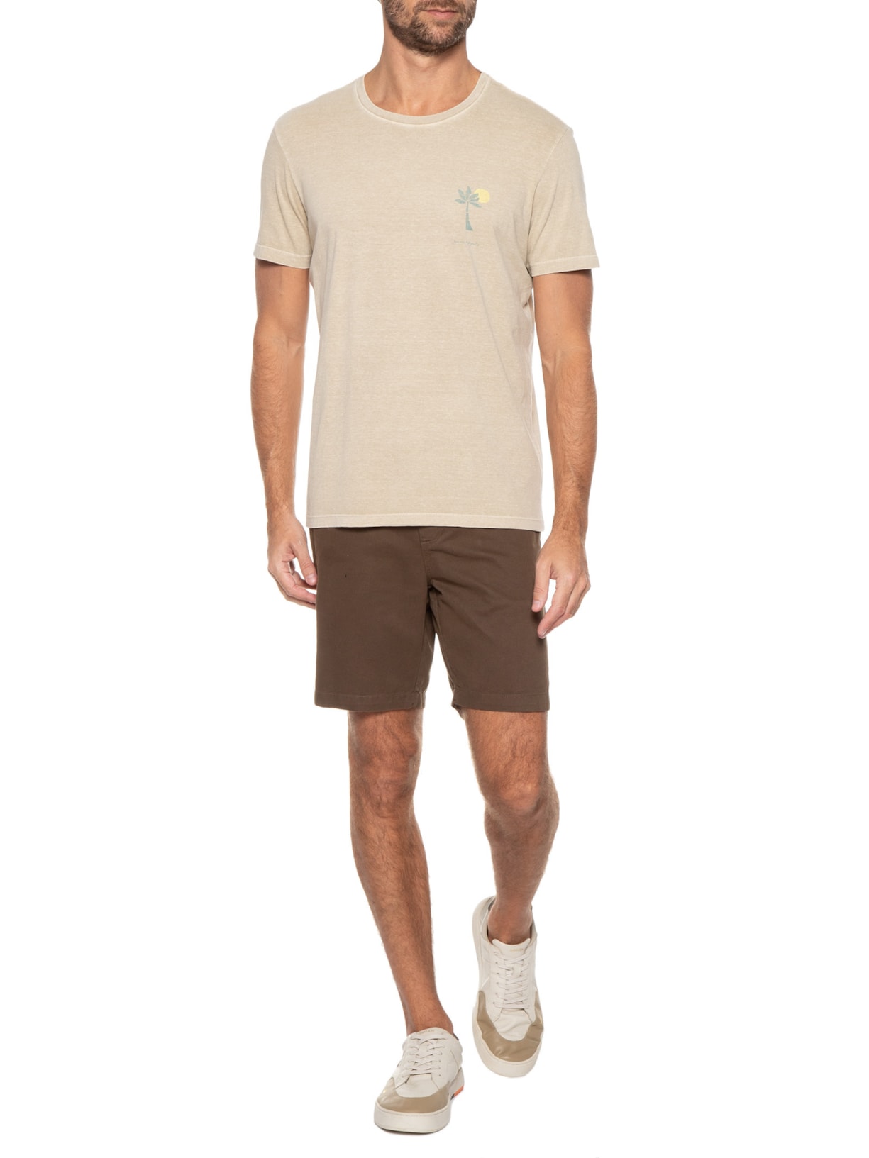 Camiseta Masculina Silkada Coqueiro Bege Pineapple