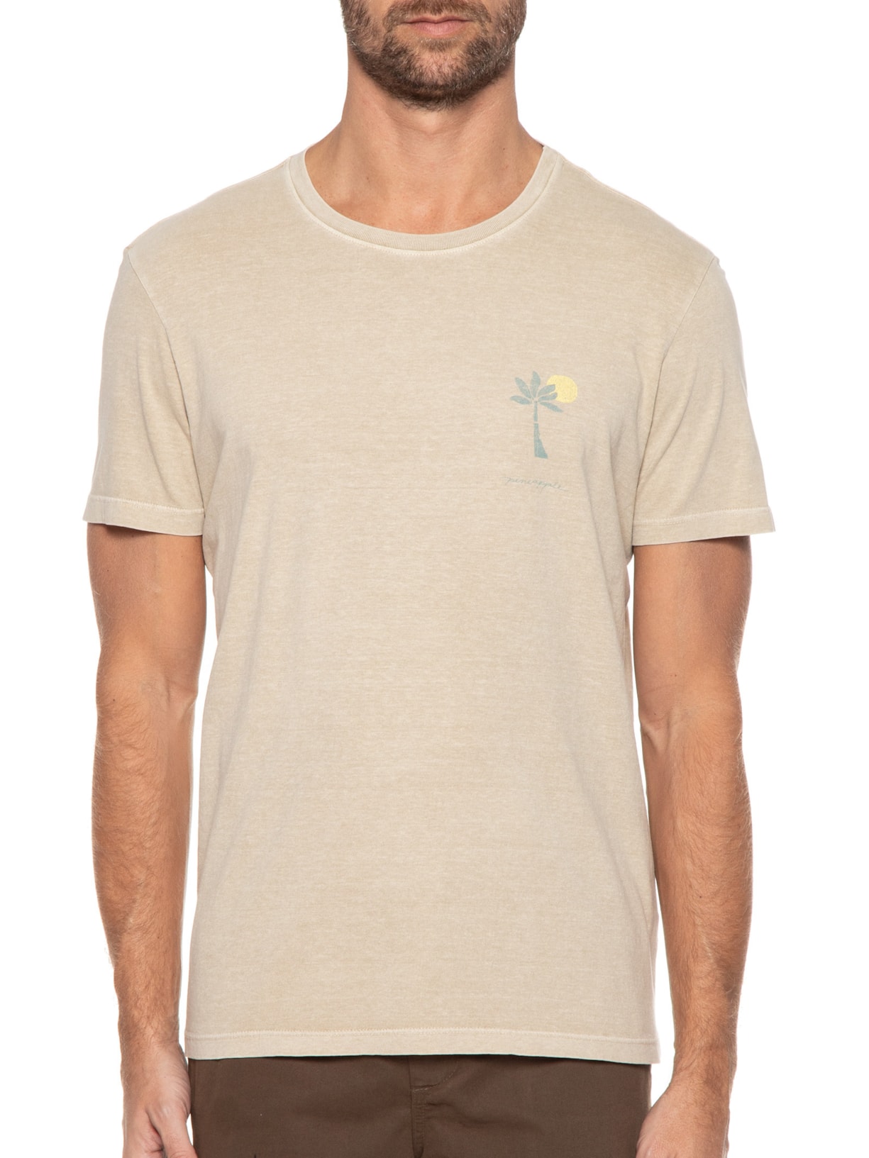 Camiseta Masculina Silkada Coqueiro Bege Pineapple