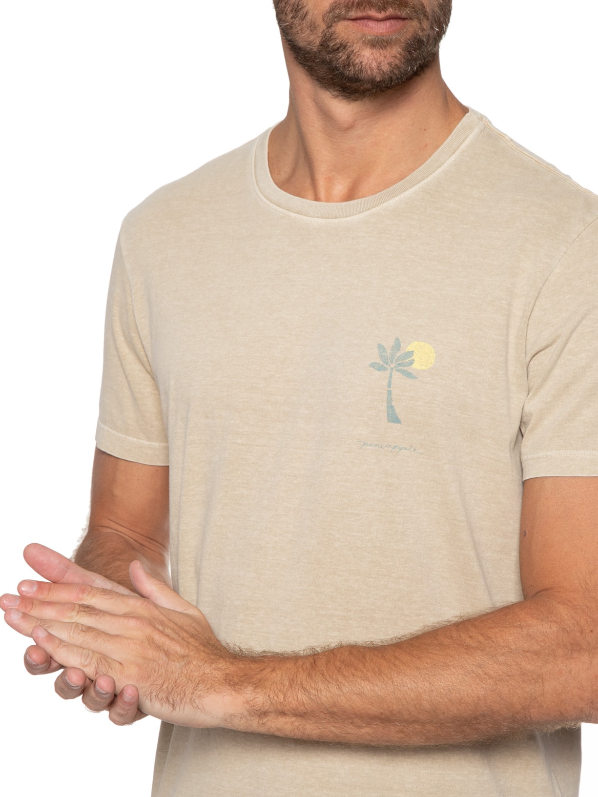 Camiseta Masculina Silkada Coqueiro Bege Pineapple