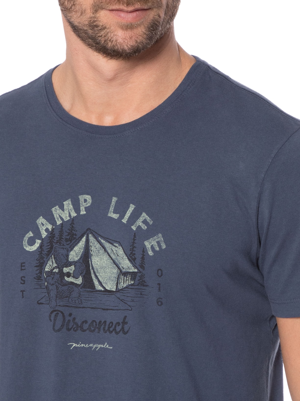 Camiseta Masculina Silkada Disconnect Azul Pineapple