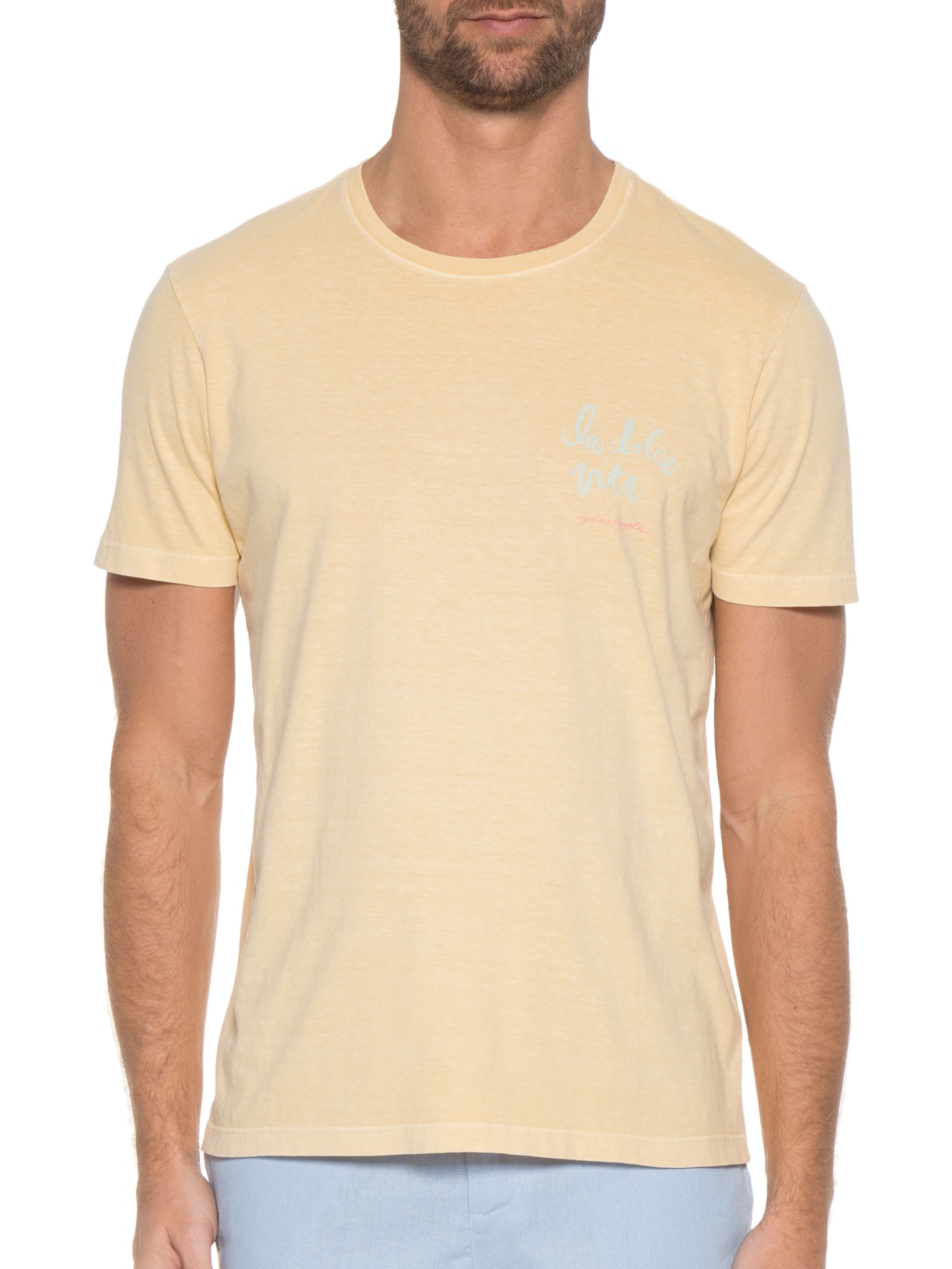 Camiseta Masculina Silkada La Dolce Vita Amarelo Pineapple