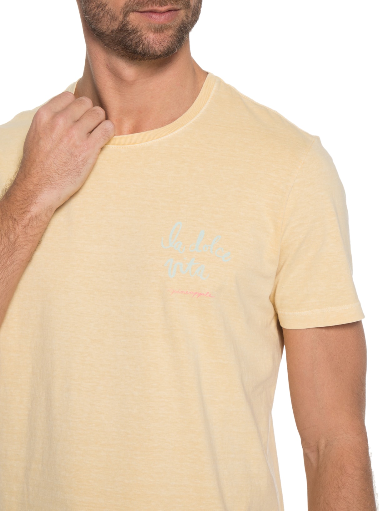 Camiseta Masculina Silkada La Dolce Vita Amarelo Pineapple