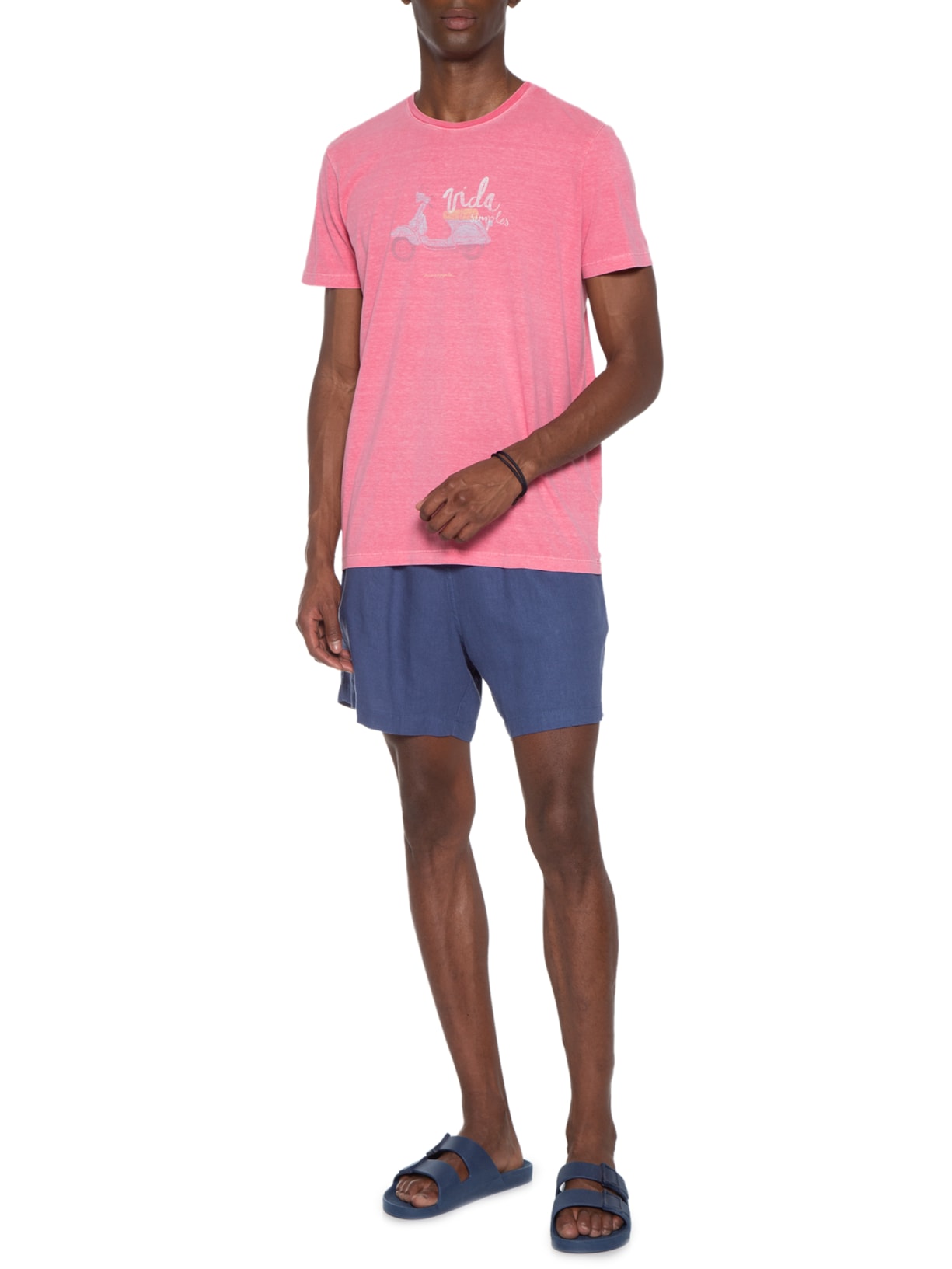 Camiseta Masculina Silkada Lambreta Rosa Pineapple