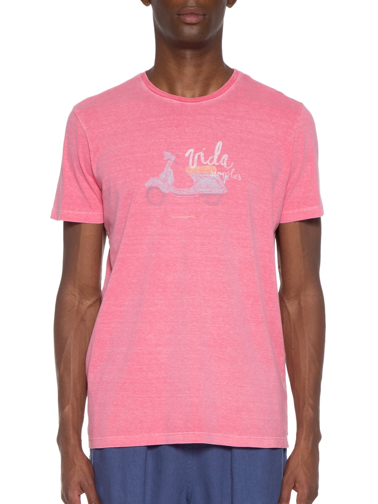 Camiseta Masculina Silkada Lambreta Rosa Pineapple