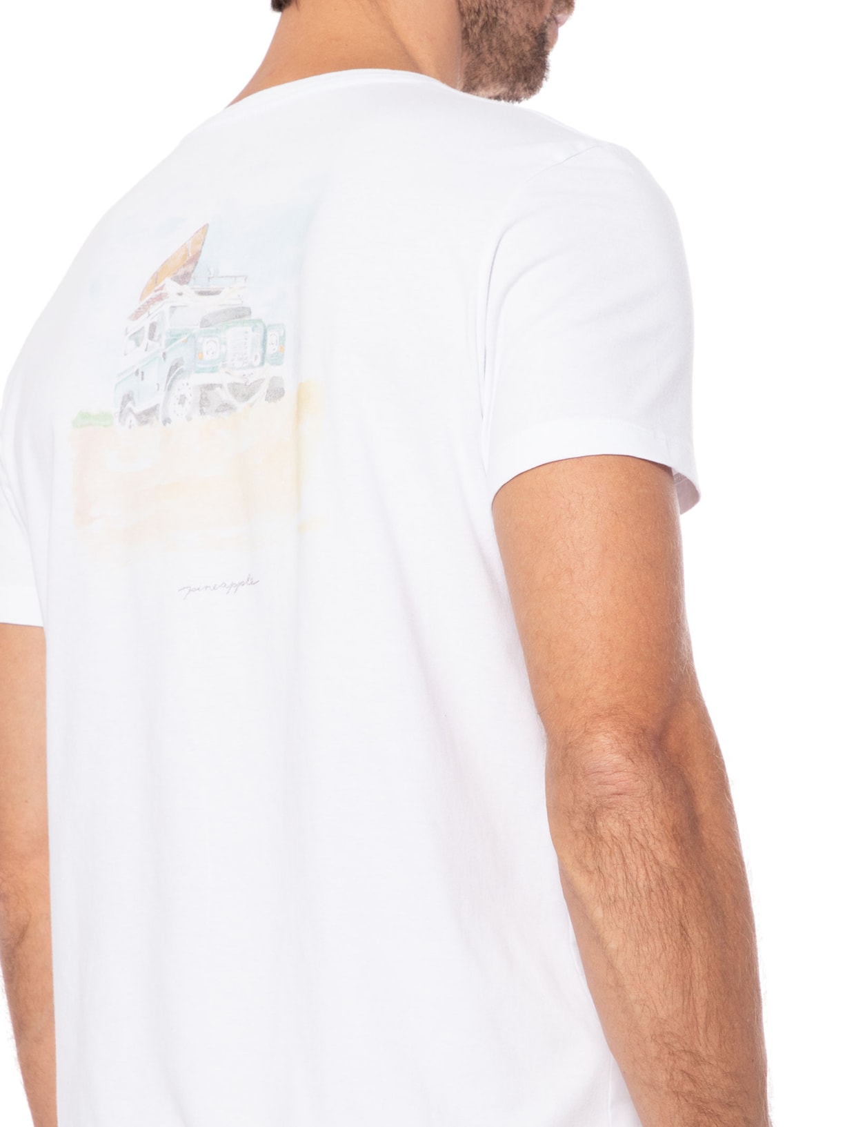 Camiseta Masculina Silkada Land Rover Branco Pineapple