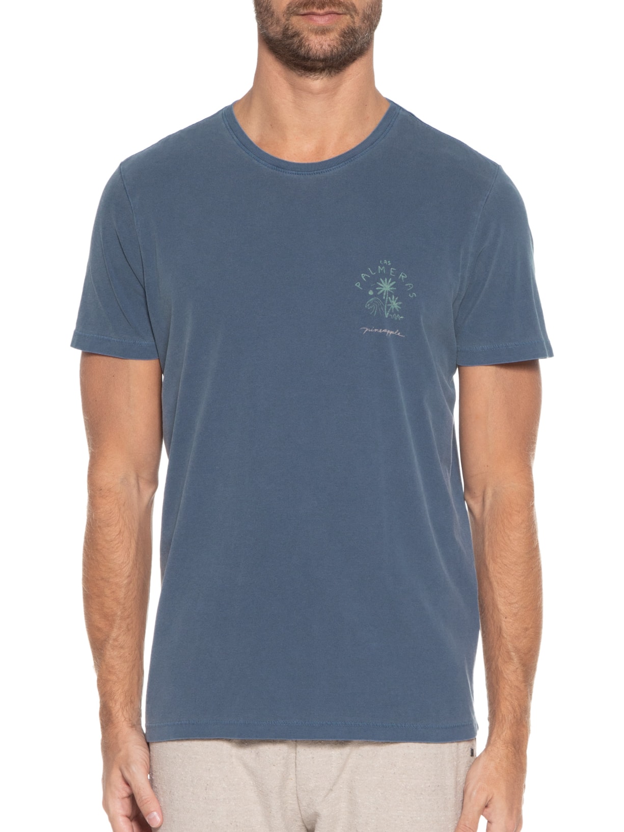 Camiseta Masculina Silkada Las Palmeras Azul Pineapple