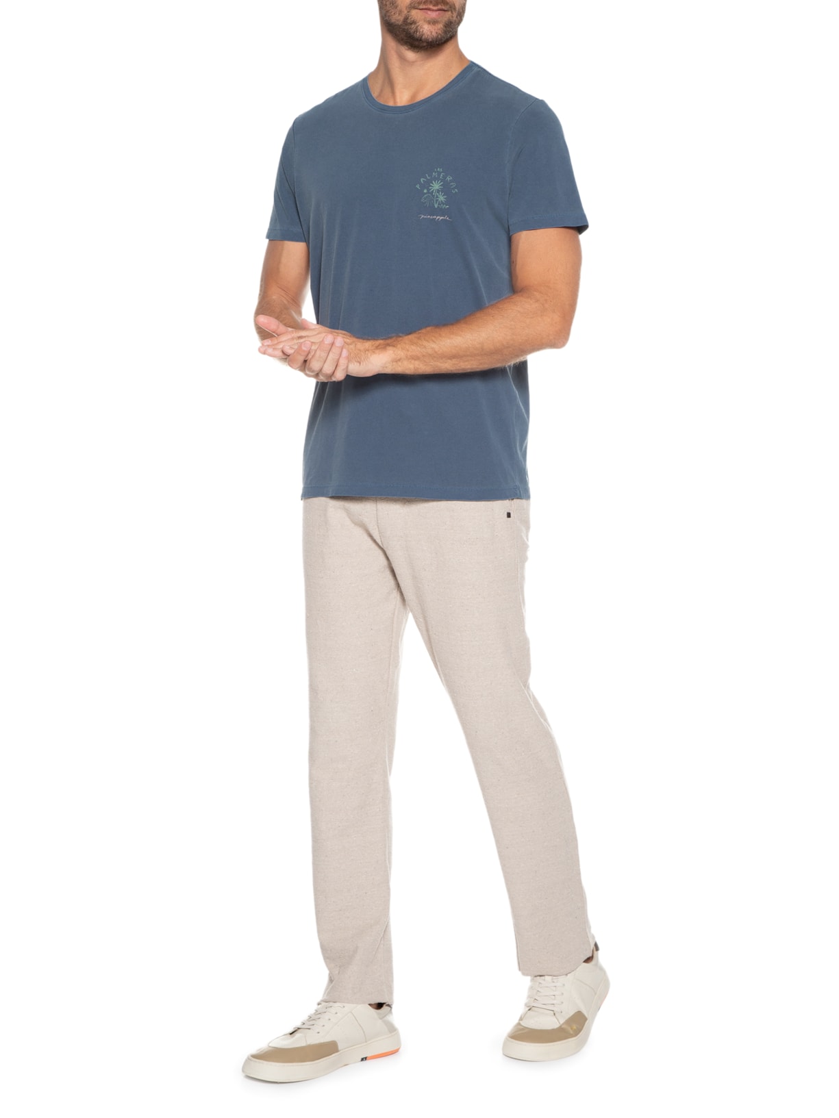 Camiseta Masculina Silkada Las Palmeras Azul Pineapple