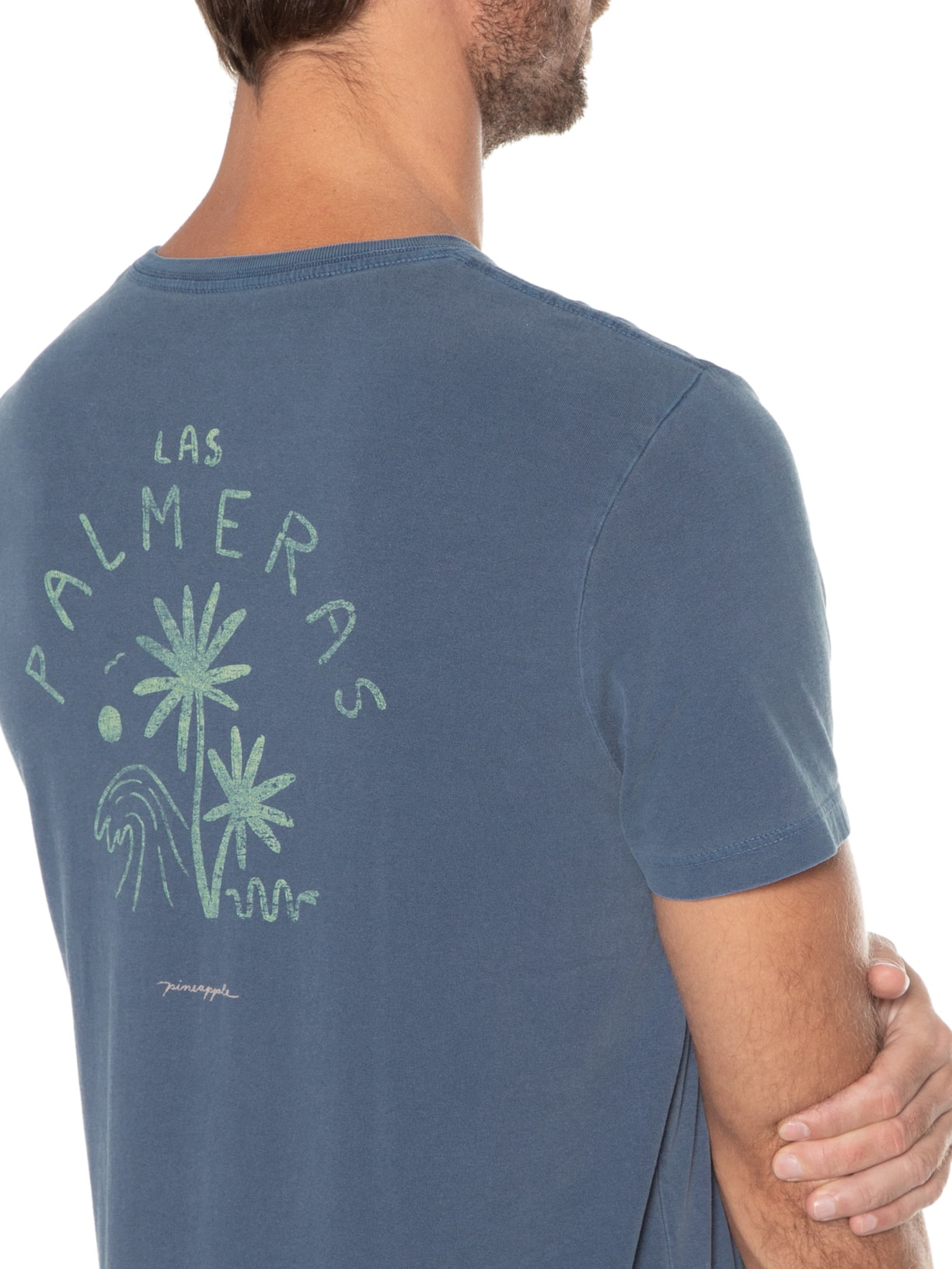 Camiseta Masculina Silkada Las Palmeras Azul Pineapple