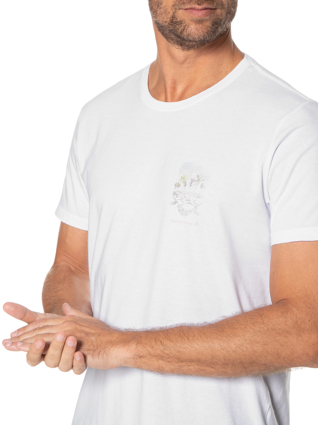 Camiseta Masculina Silkada Leblon Branco Pineapple