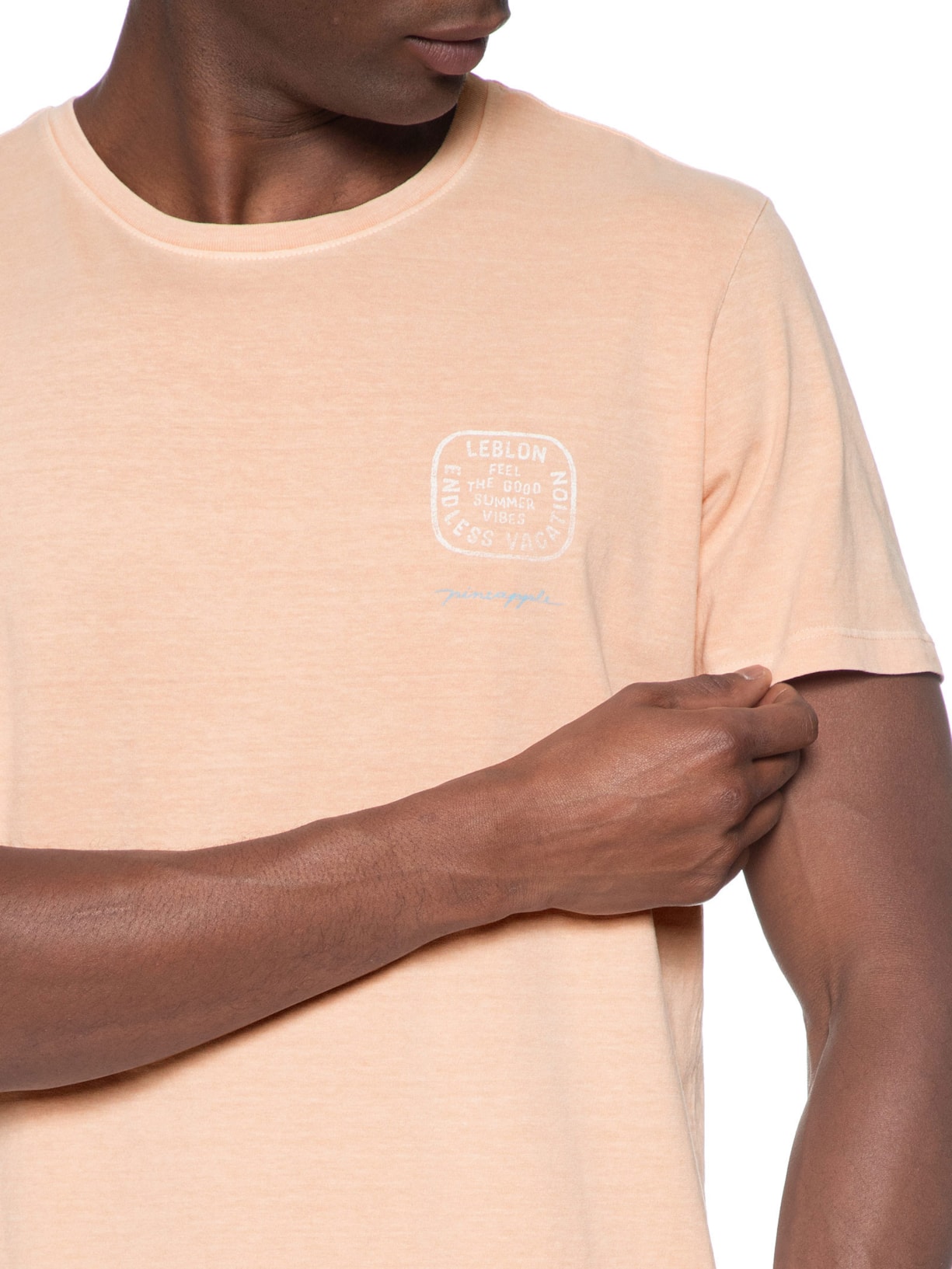 Camiseta Masculina Silkada Leblon Laranja Pineapple